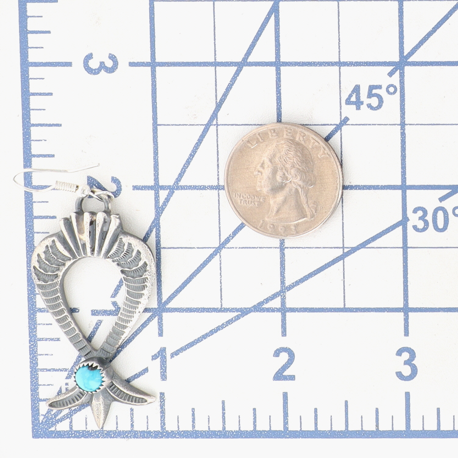 Kevin Billah Navajo Sterling Turquoise Stamped Sandcast Earrings