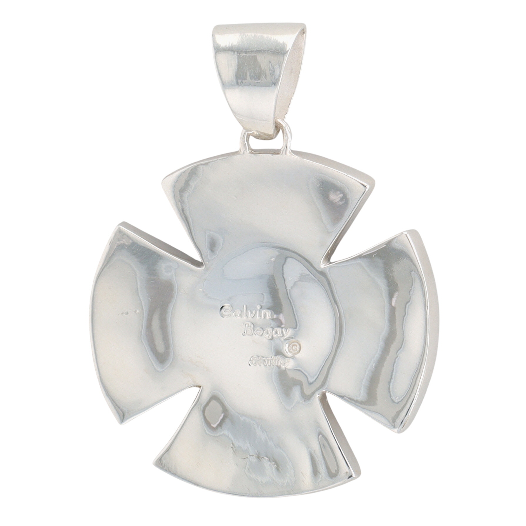 Calvin Begay Navajo Sterling Multi-Stone Inlay Pueblo Pendant