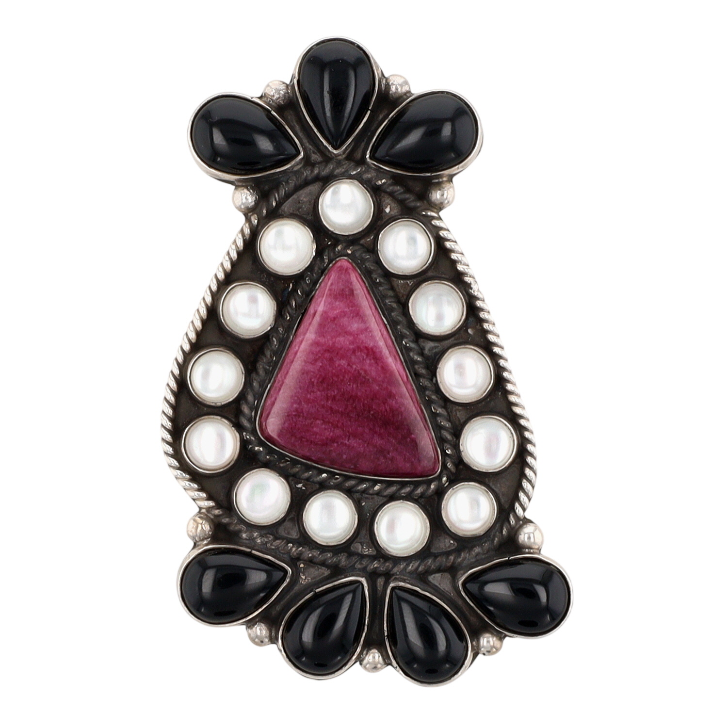 Devin Brown Navajo Sterling Multi-Stone Cluster Statement Ring Sz 7