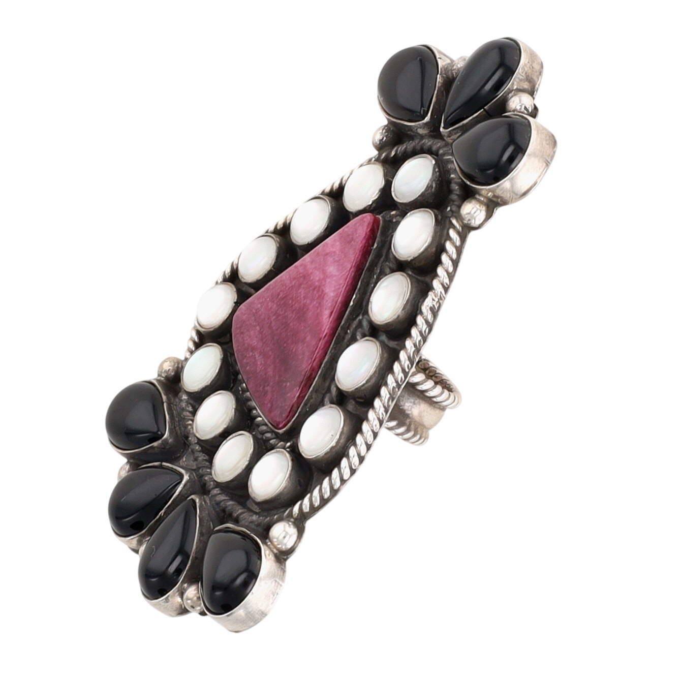 Devin Brown Navajo Sterling Multi-Stone Cluster Statement Ring Sz 7