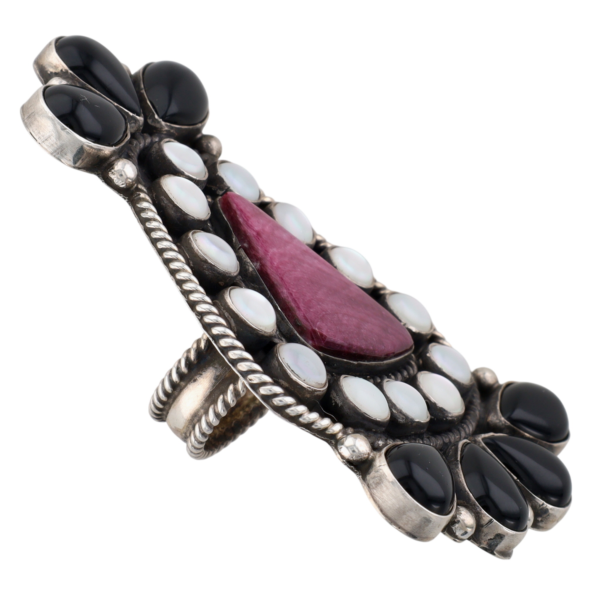 Devin Brown Navajo Sterling Multi-Stone Cluster Statement Ring Sz 7