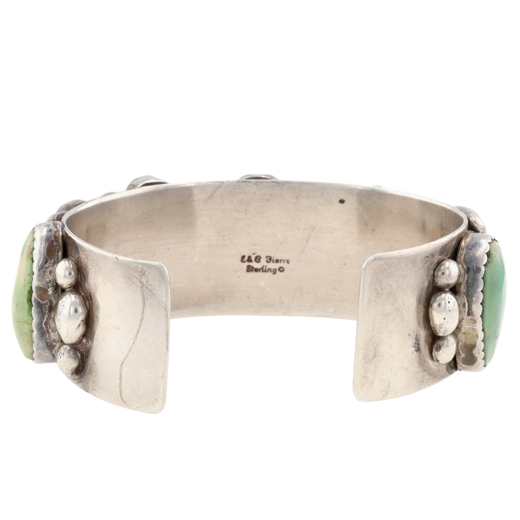 Eric & Carol Fierro Navajo Sterling Turquoise Row Cuff Bracelet
