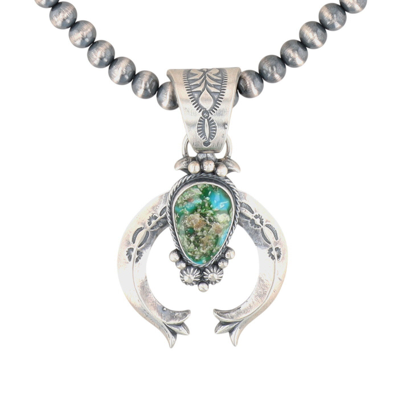 Sam Yellowhair Navajo Sterling Sonoran Gold Turquoise Naja Necklace