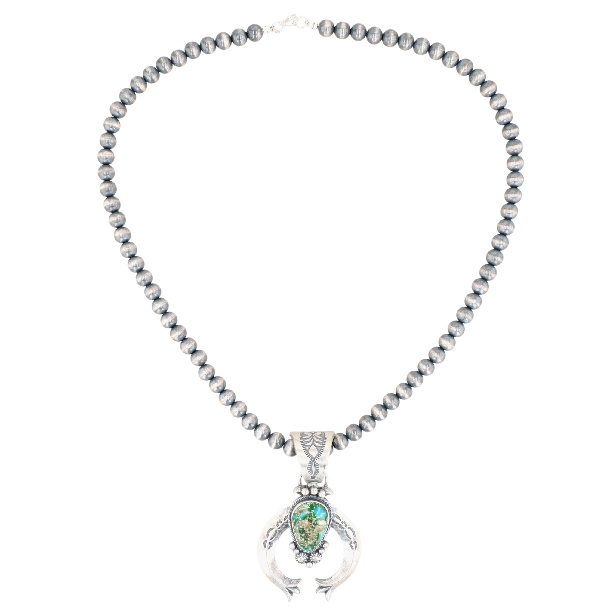 Sam Yellowhair Navajo Sterling Sonoran Gold Turquoise Naja Necklace