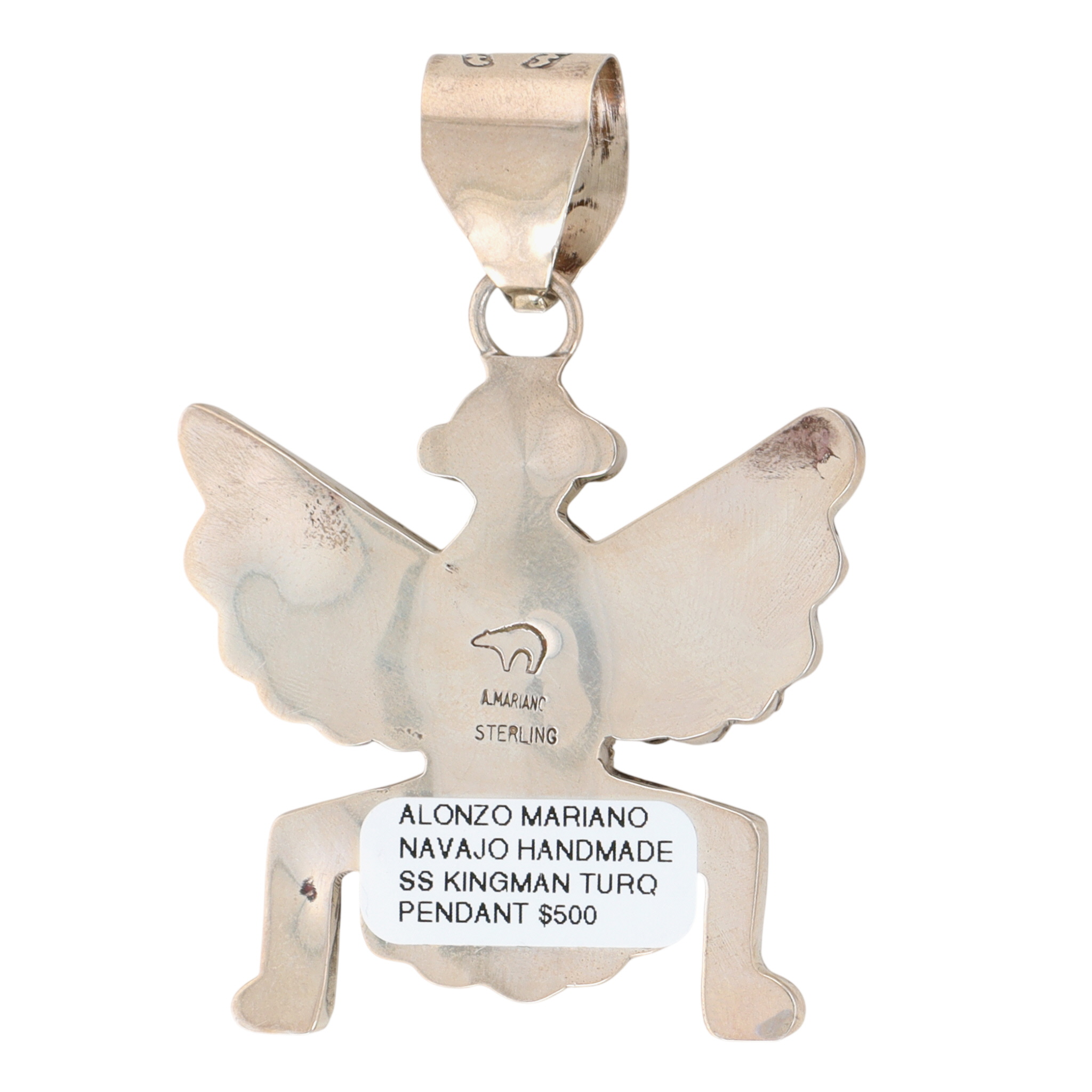 Alonzo Mariano Navajo Sterling Turquoise Knifewing Stamped Pendant