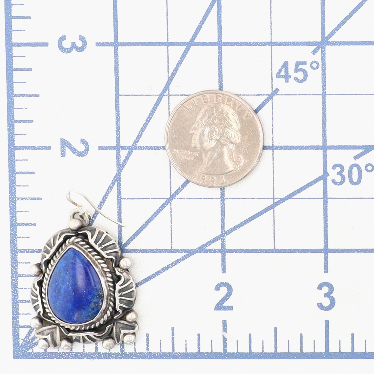 Randy Boyd Navajo Sterling Stamped Lapis Lazuli Earrings