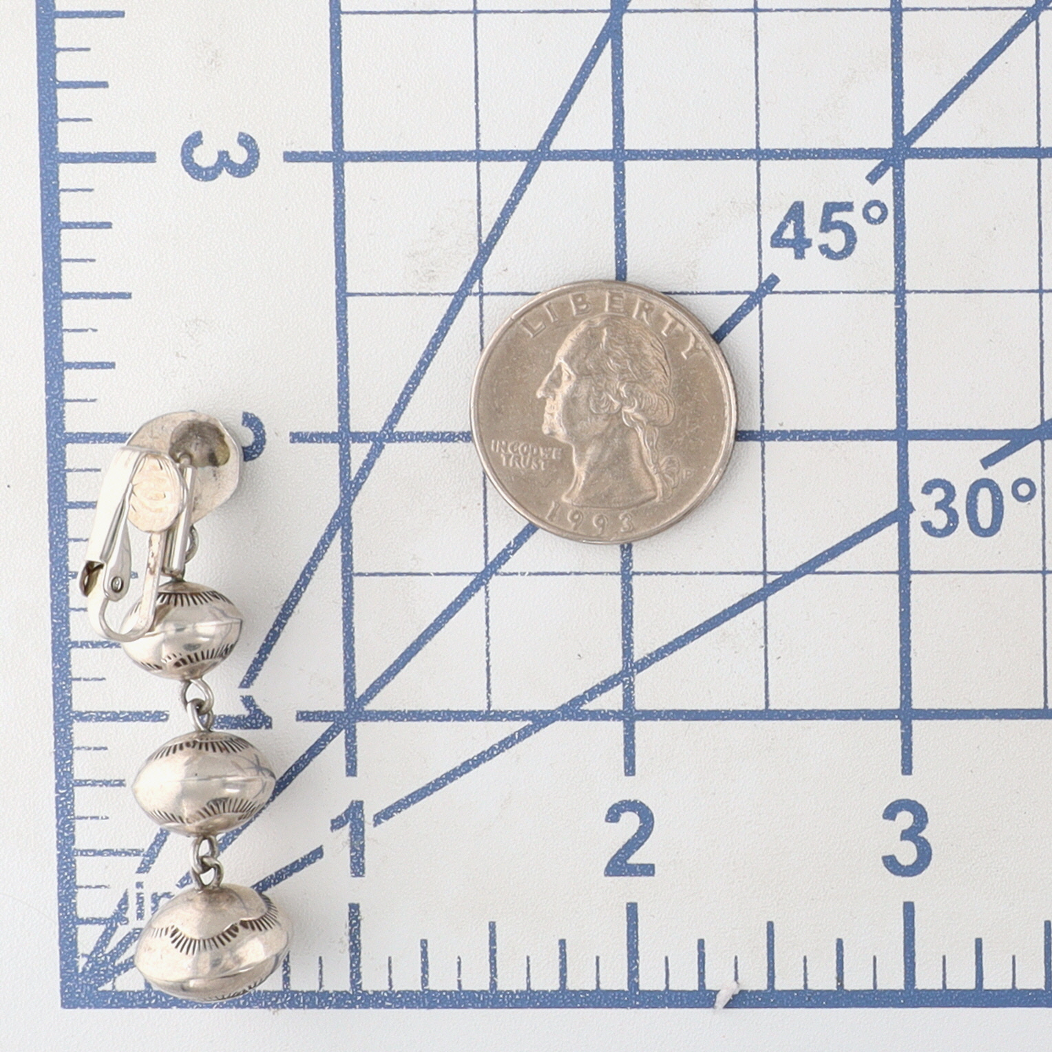Navajo Sterling Stamped Handmade Graduated Bead Earrings
