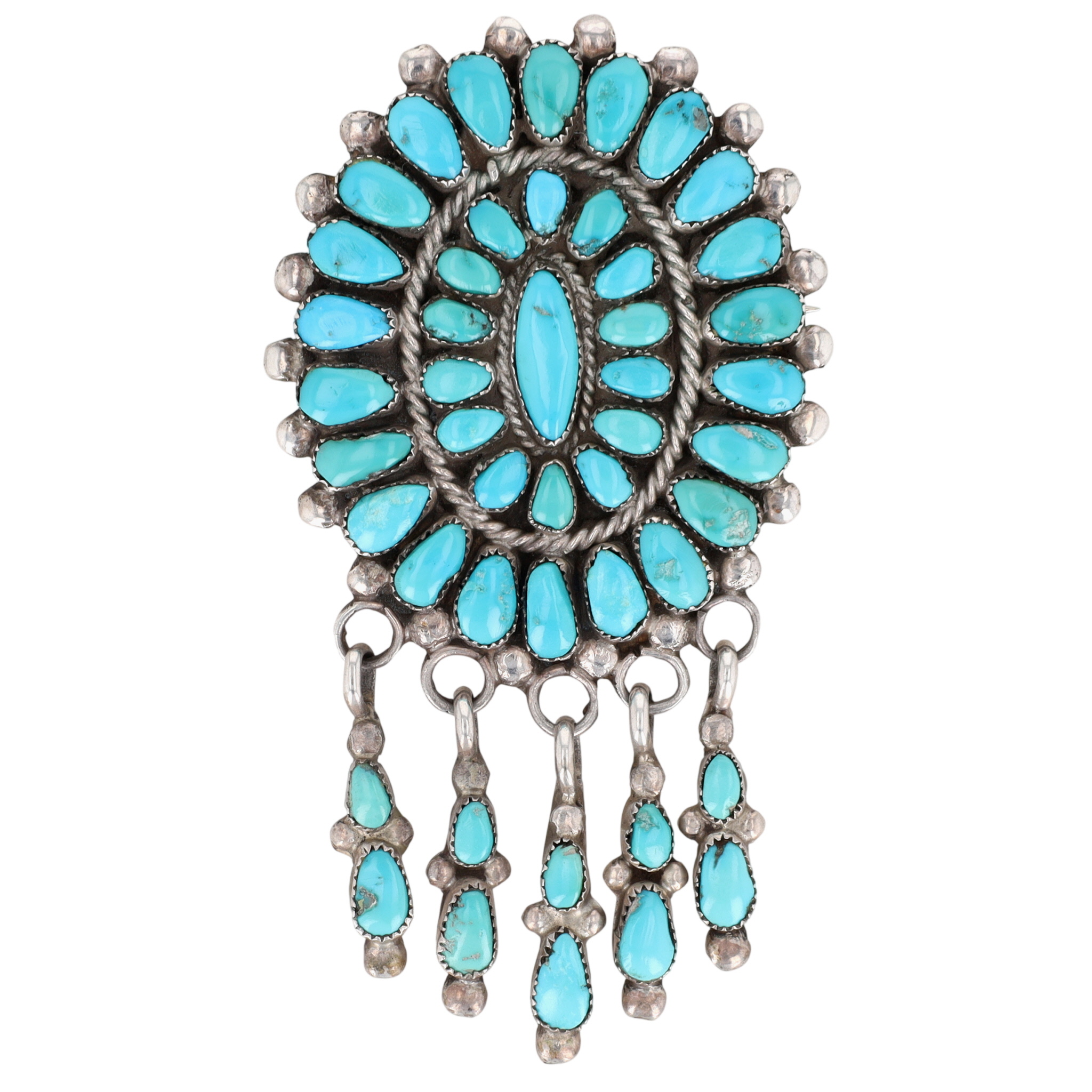 Vintage Zuni Sterling Turquoise Petit Point Pendant/Brooch