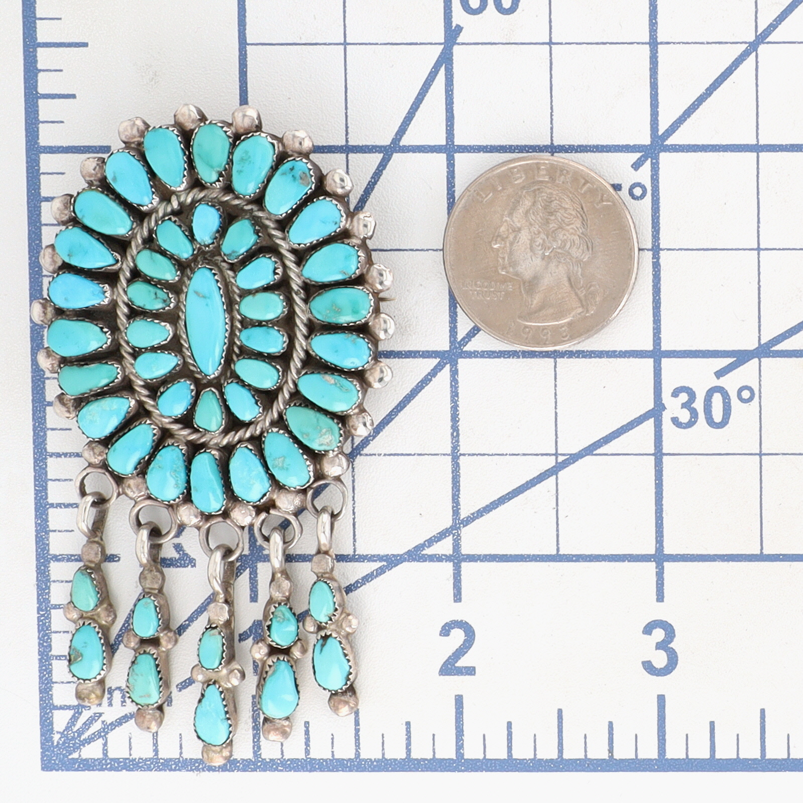 Vintage Zuni Sterling Turquoise Petit Point Pendant/Brooch