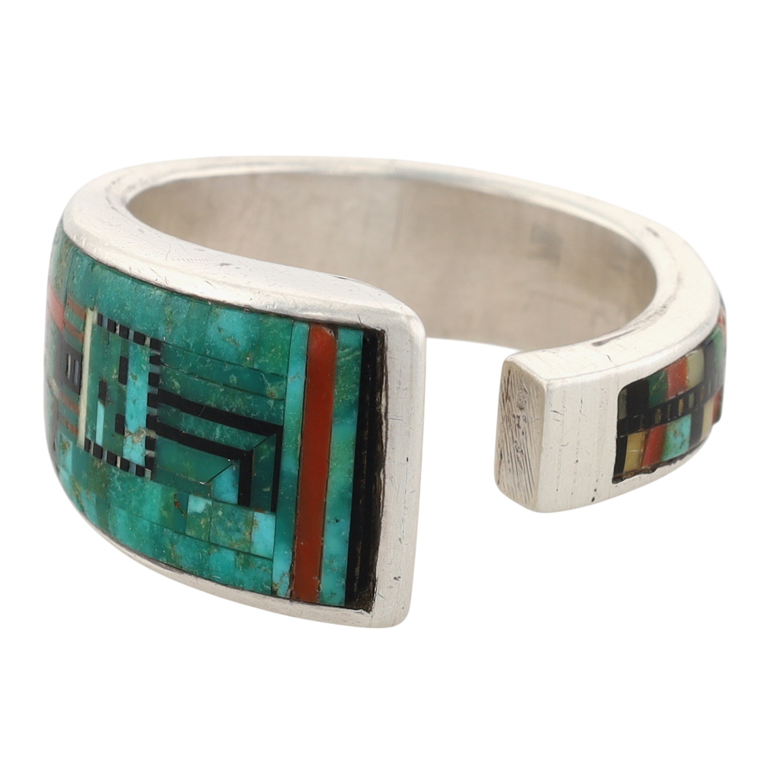 Carl & Irene Clark Navajo Sterling Micro Mosaic Inlay Ring Sz 10