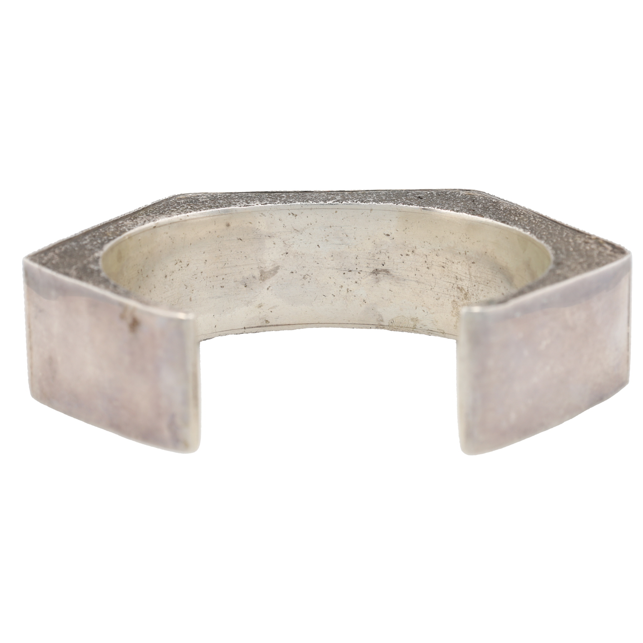 Navajo Sterling Multi-Stone Inlay Textured Cuff Bracelet