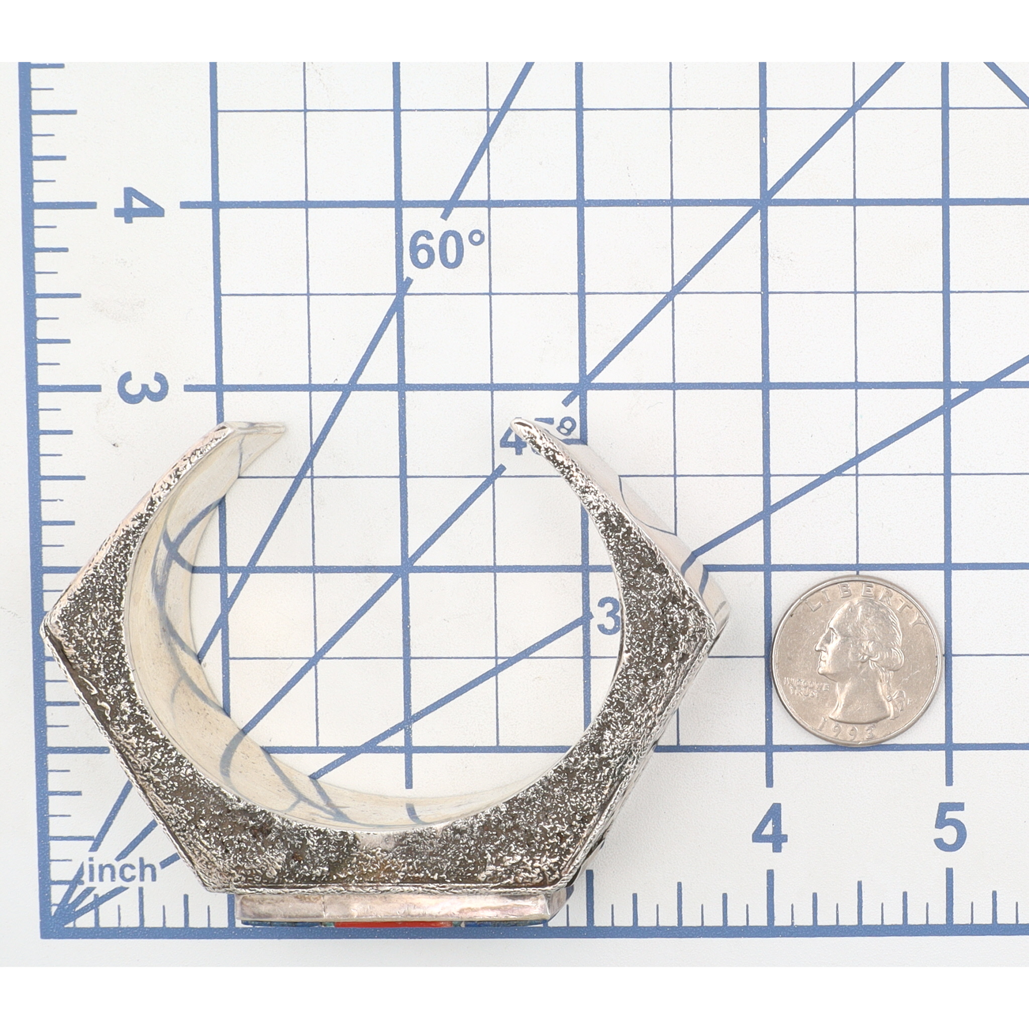 Navajo Sterling Multi-Stone Inlay Textured Cuff Bracelet