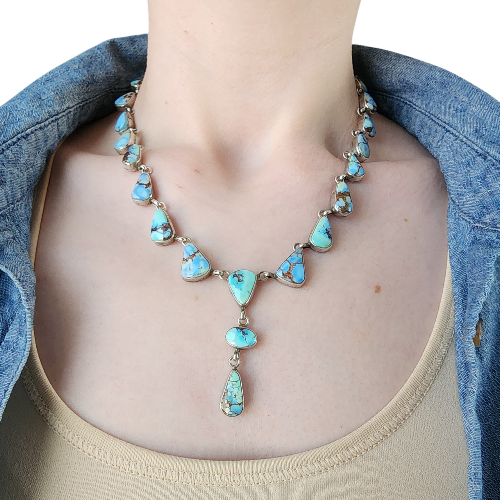 Paul Livingston Navajo Sterling Golden Hills Turquoise Necklace