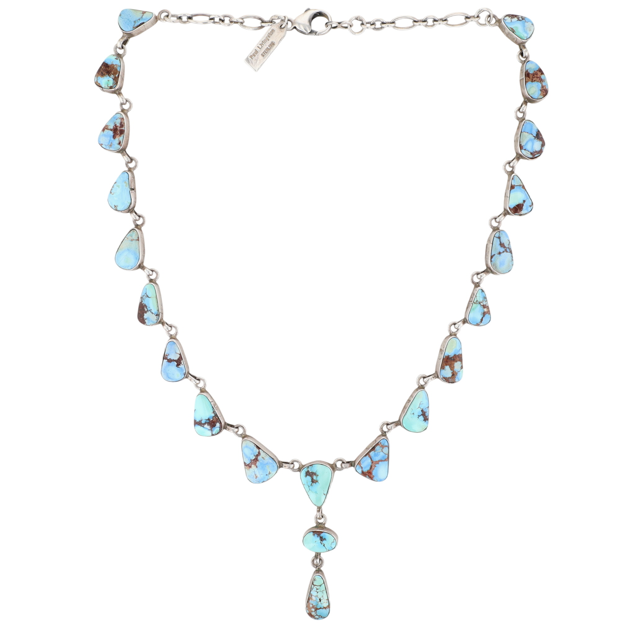 Paul Livingston Navajo Sterling Golden Hills Turquoise Necklace