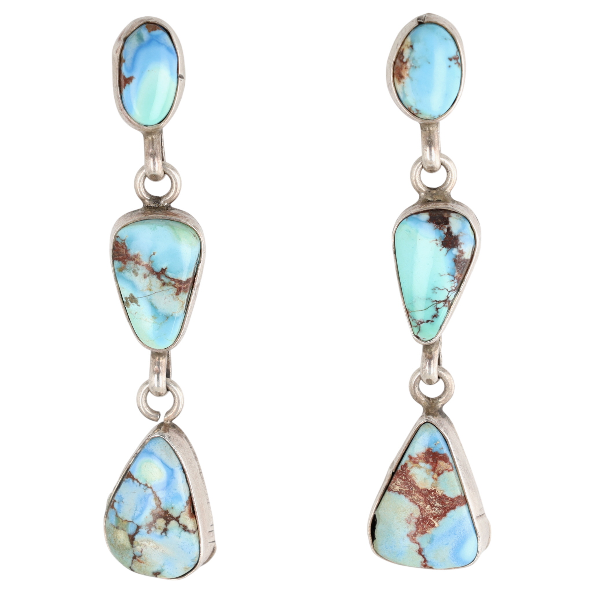Paul Livingston Navajo Sterling Golden Hills Turquoise Earrings