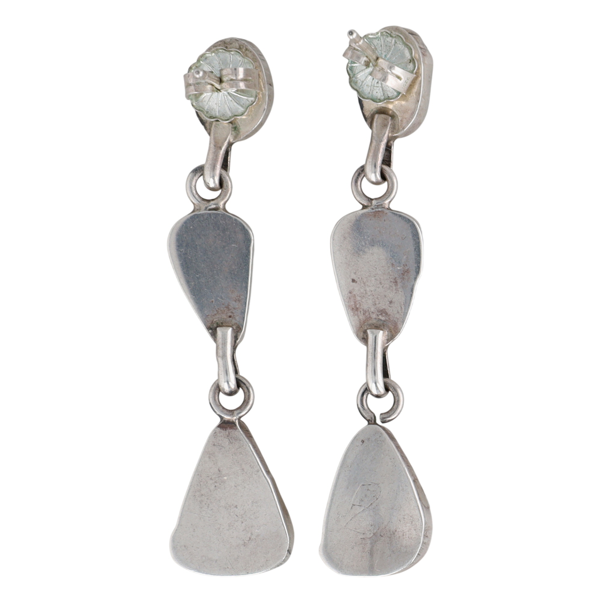 Paul Livingston Navajo Sterling Golden Hills Turquoise Earrings