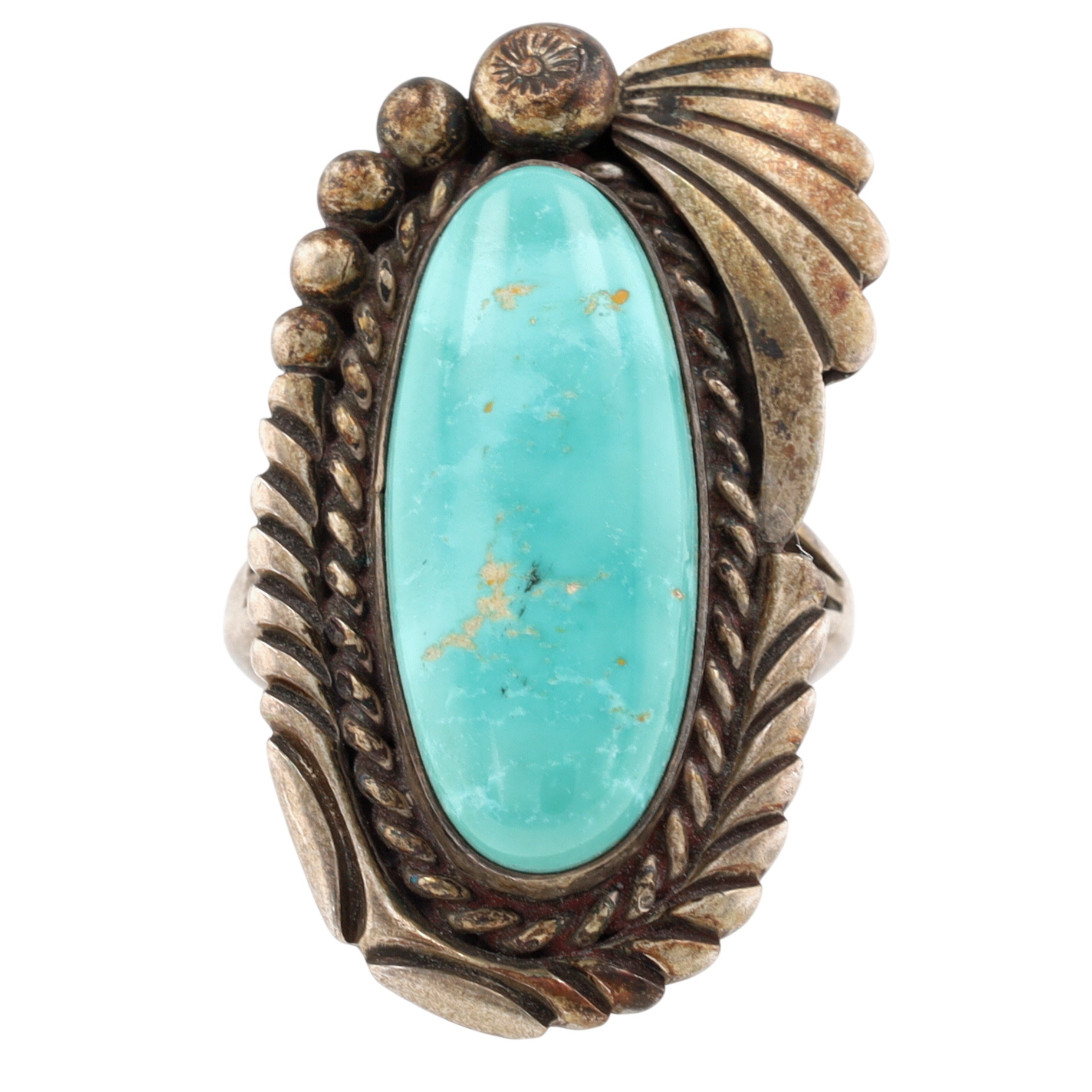 Vintage Navajo Sterling Turquoise Ring Sz 9