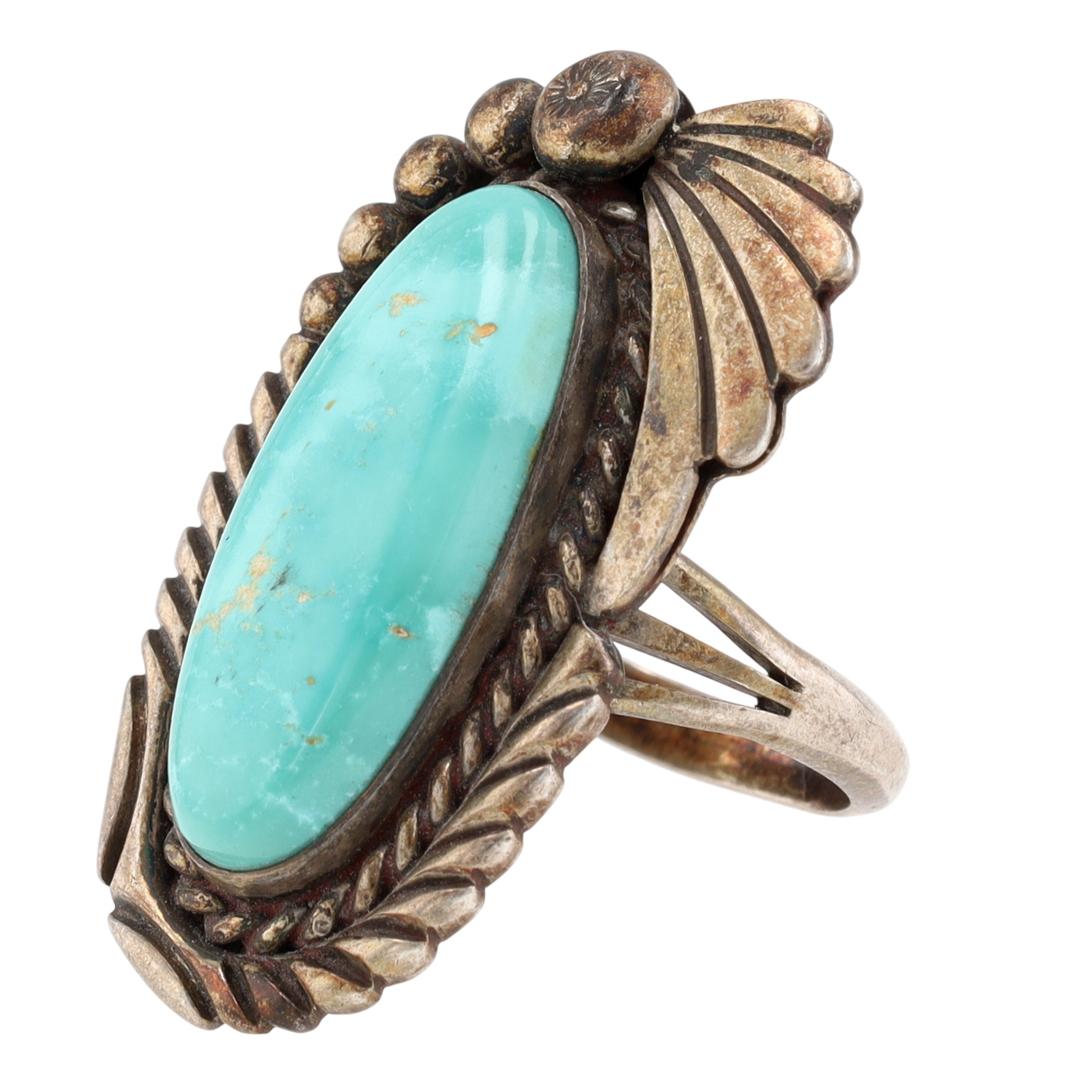 Vintage Navajo Sterling Turquoise Ring Sz 9