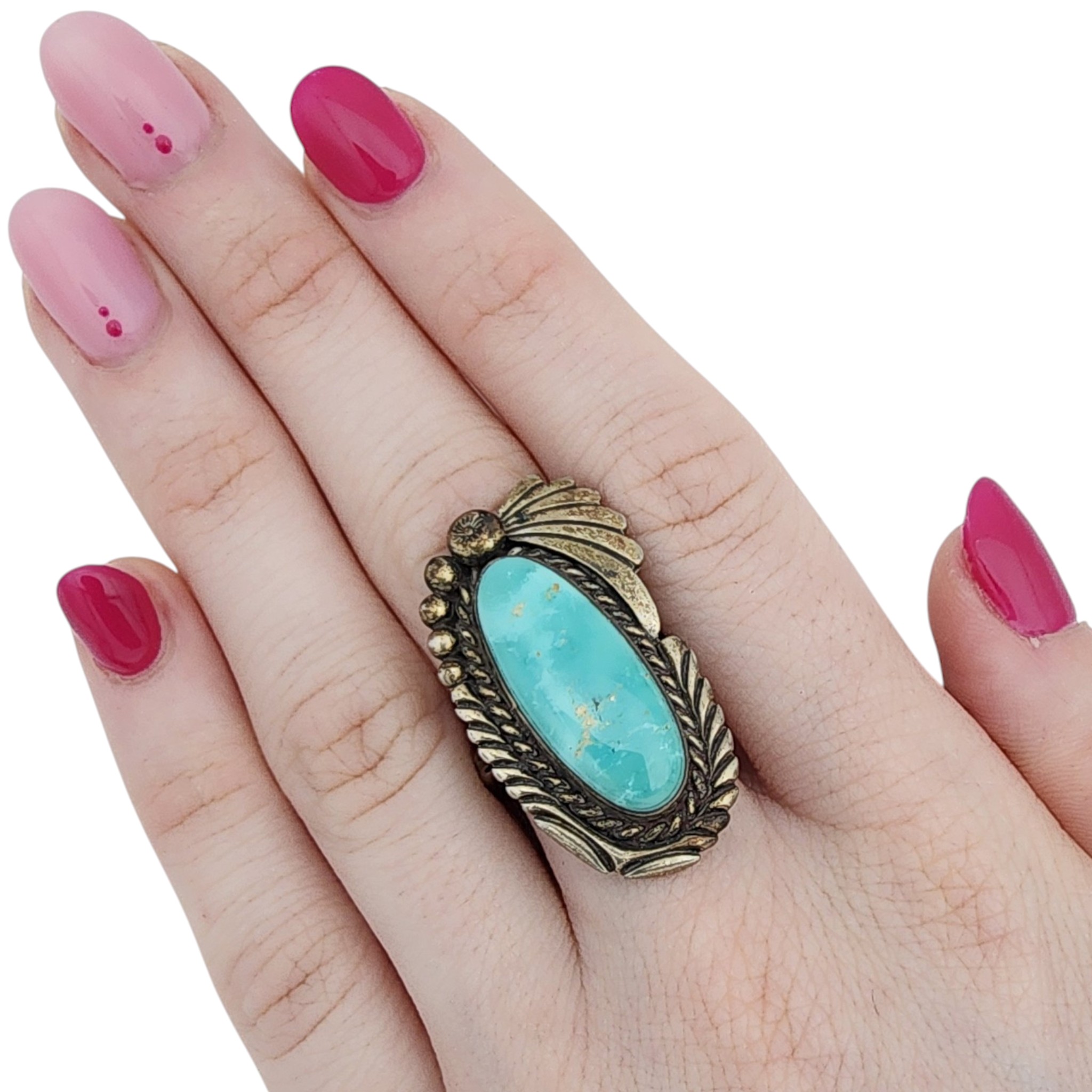 Vintage Navajo Sterling Turquoise Ring Sz 9