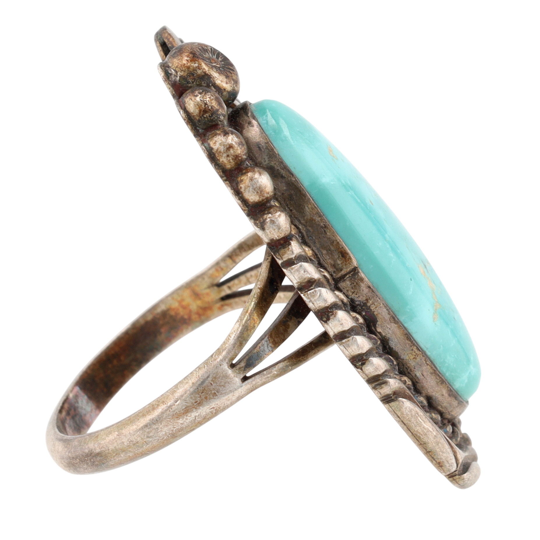 Vintage Navajo Sterling Turquoise Ring Sz 9