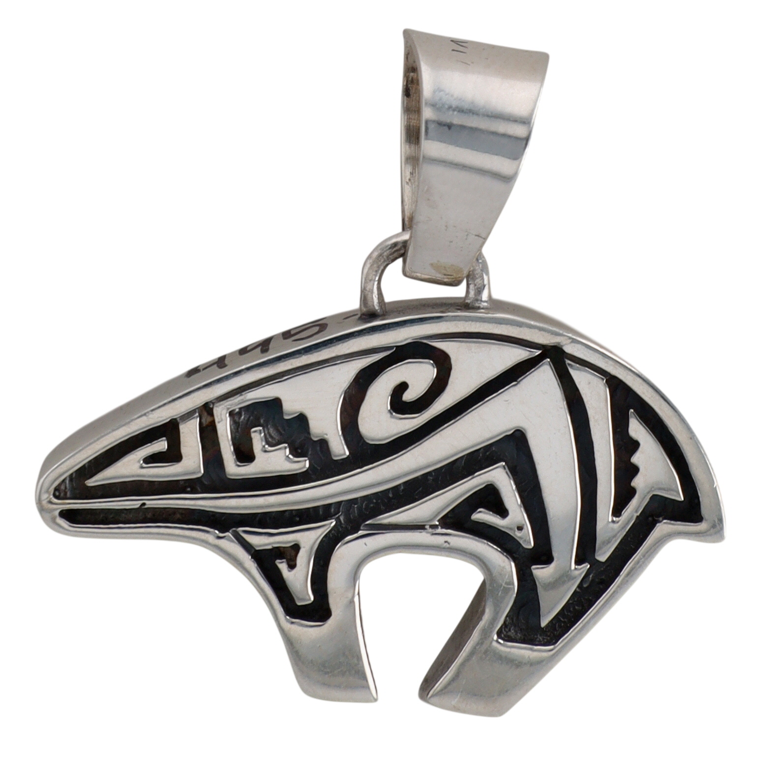 Calvin Begay Navajo Sterling Reversible Inlay Bear Pendant