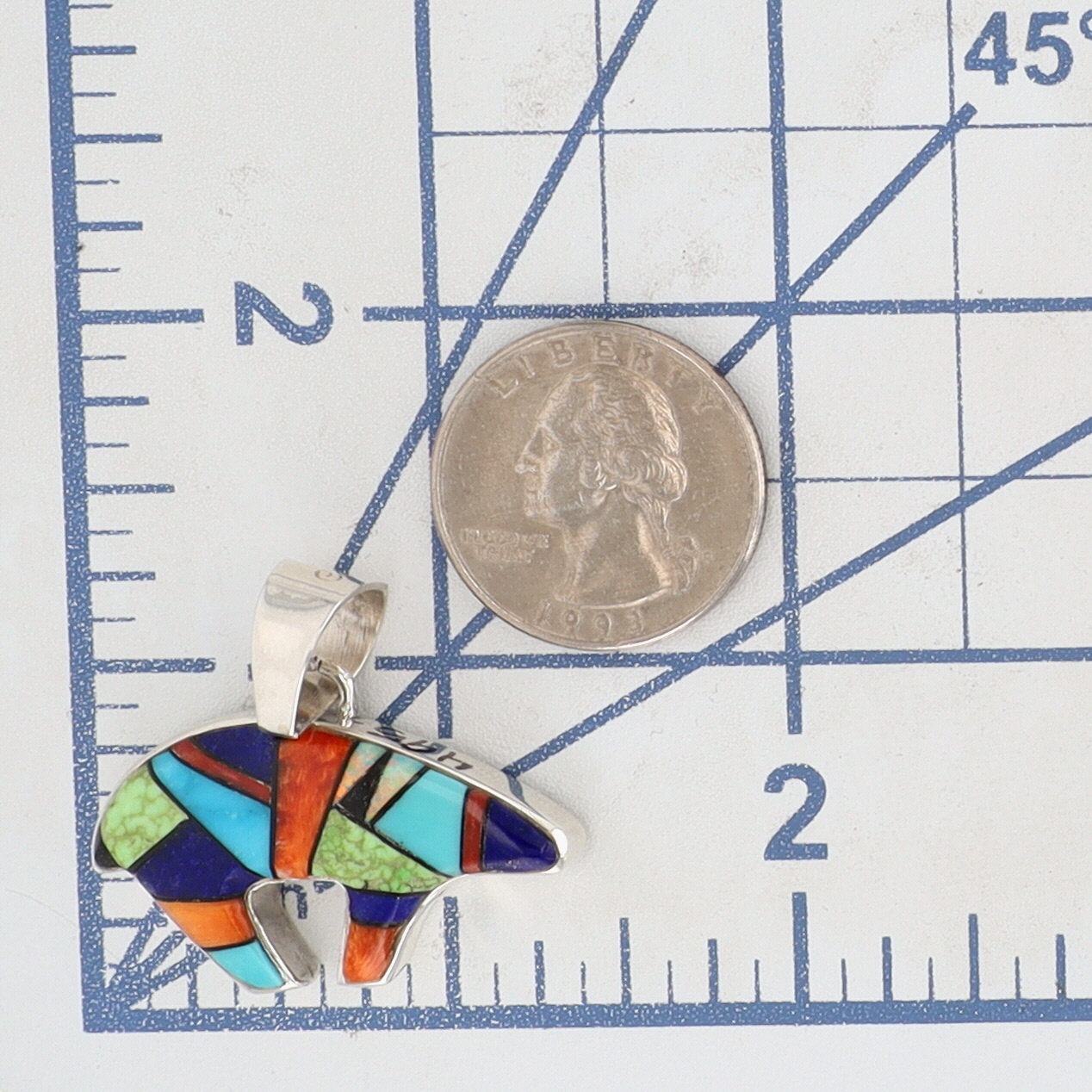Calvin Begay Navajo Sterling Reversible Inlay Bear Pendant