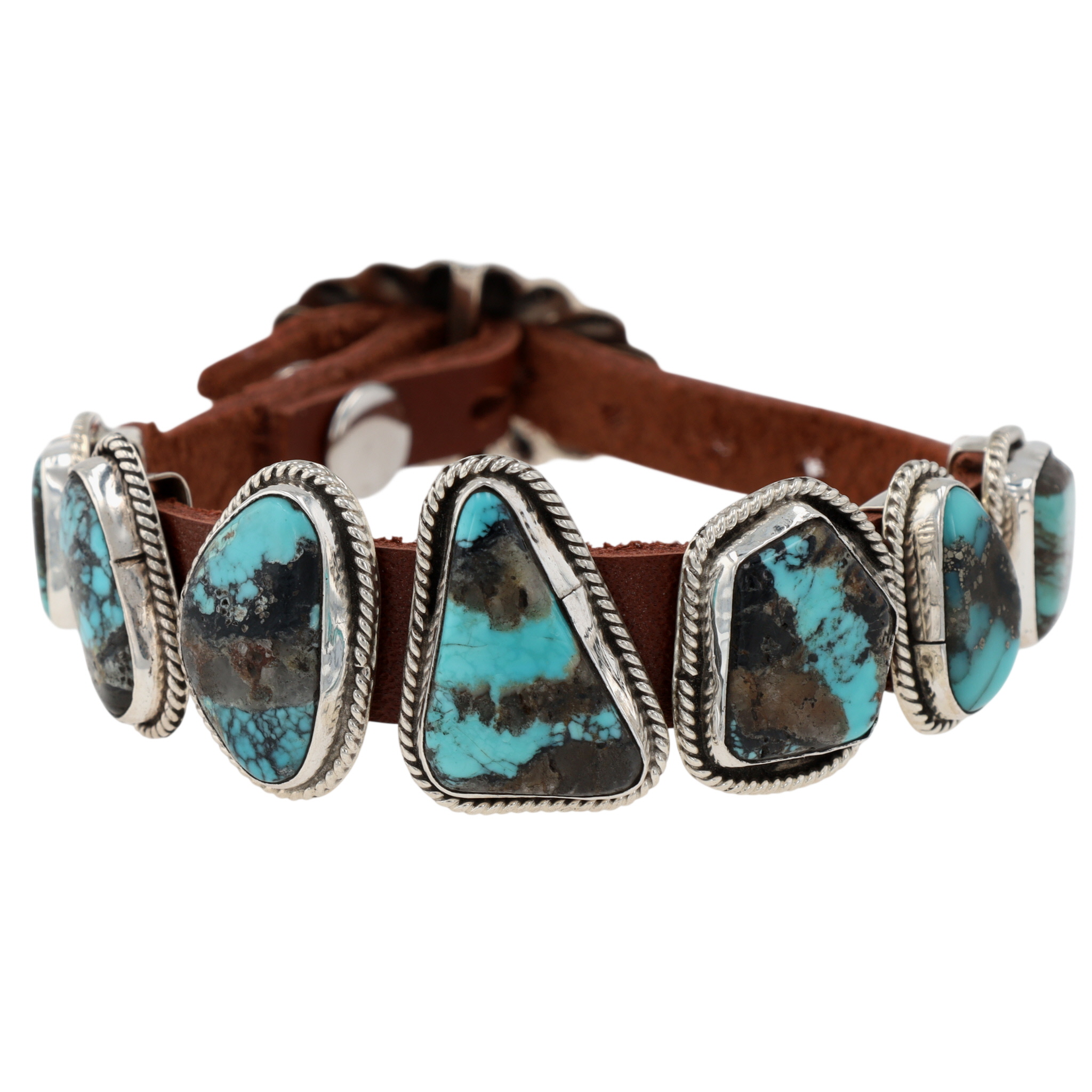 Daniel Morgan Navajo Sterling Turquoise Leather Bracelet