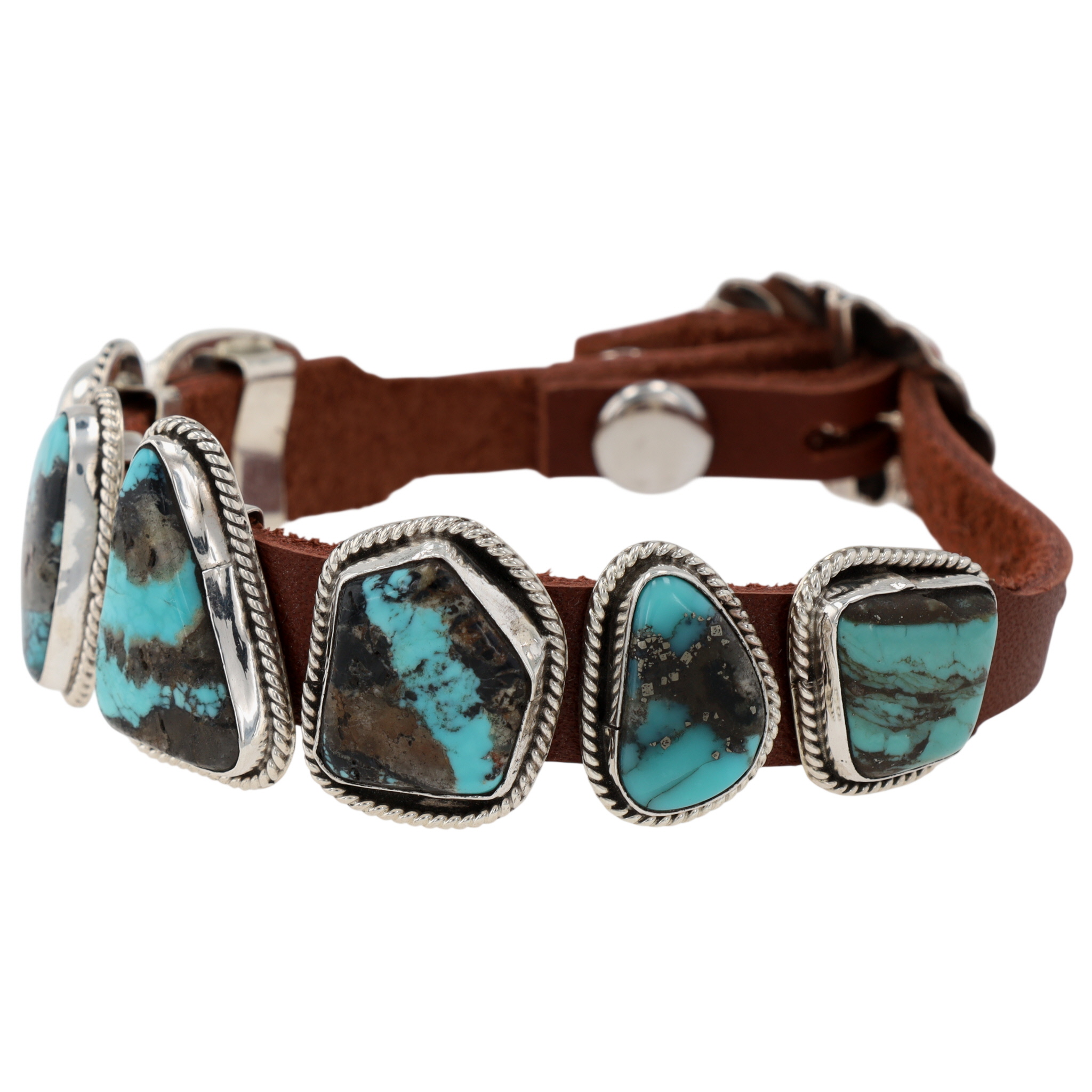 Daniel Morgan Navajo Sterling Turquoise Leather Bracelet