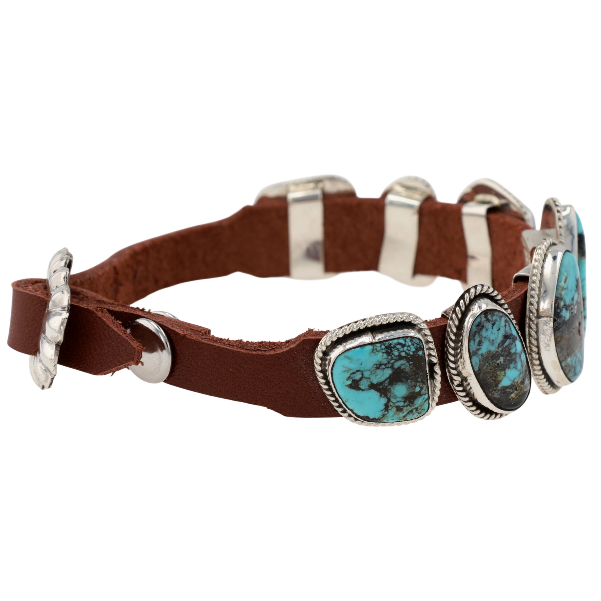 Daniel Morgan Navajo Sterling Turquoise Leather Bracelet