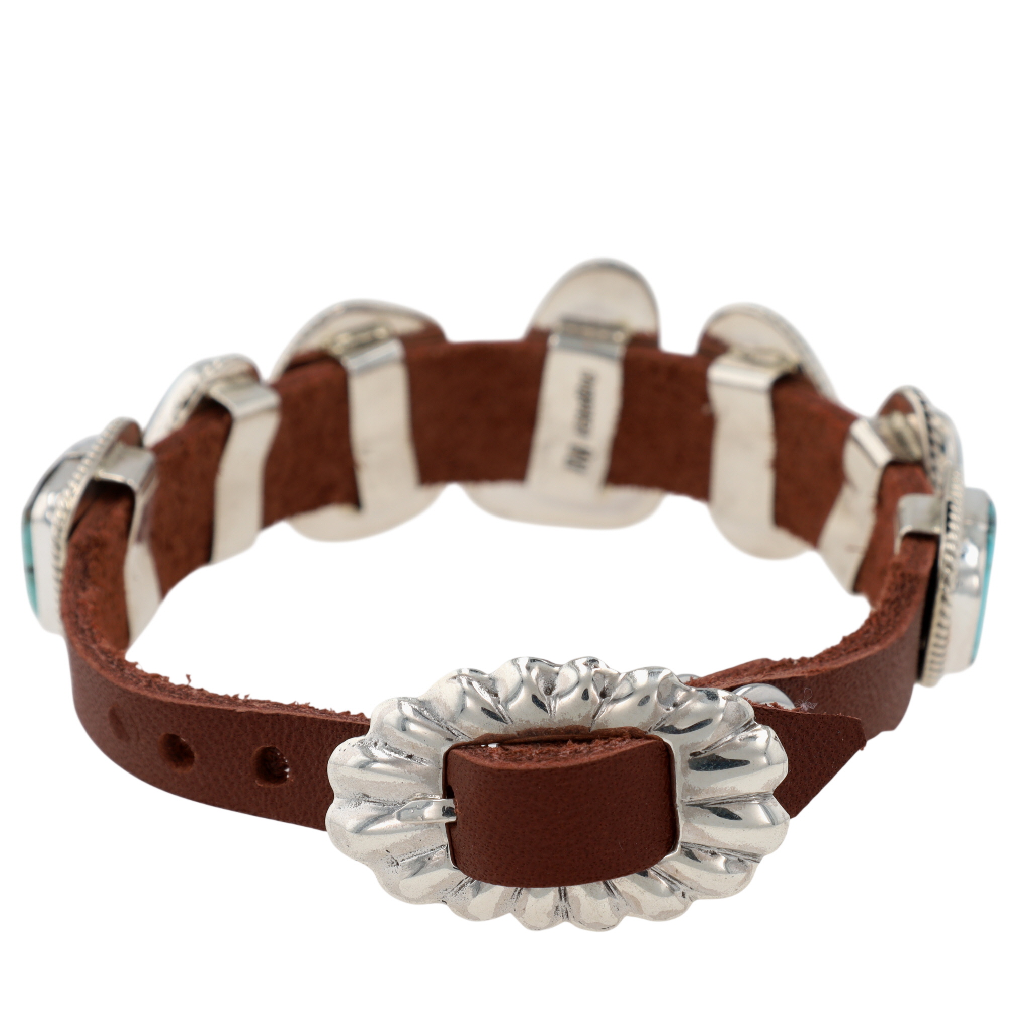 Daniel Morgan Navajo Sterling Turquoise Leather Bracelet