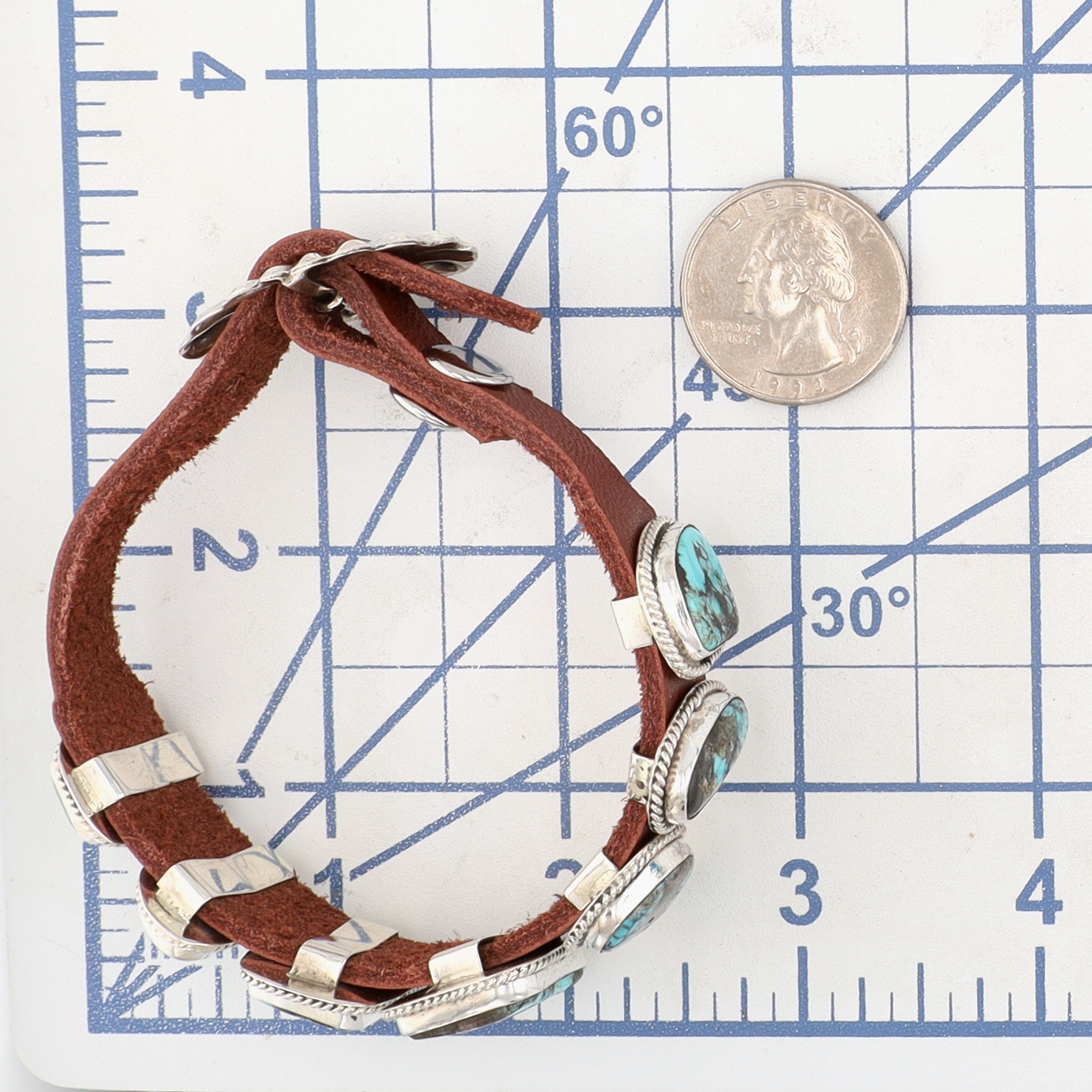 Daniel Morgan Navajo Sterling Turquoise Leather Bracelet