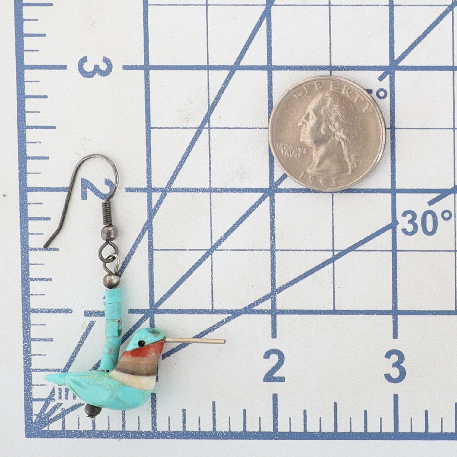 Matt Mitchell Sterling Carved Hummingbird Fetish Earrings