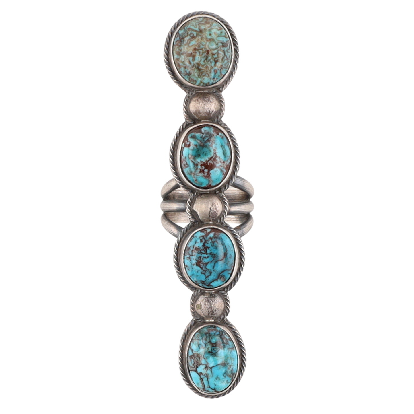 Tim Smith Navajo Sterling Red Mountain Turquoise Finger Length Ring Sz 6.5