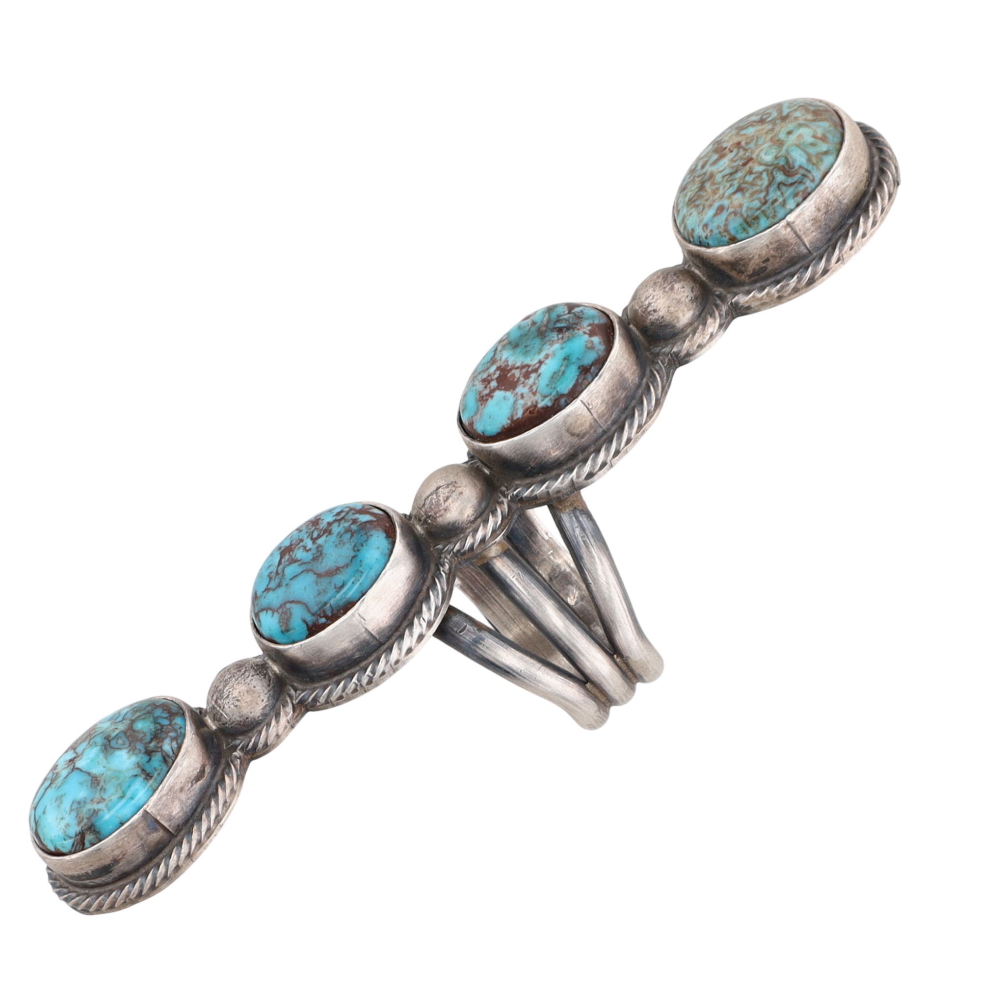 Tim Smith Navajo Sterling Red Mountain Turquoise Finger Length Ring Sz 6.5