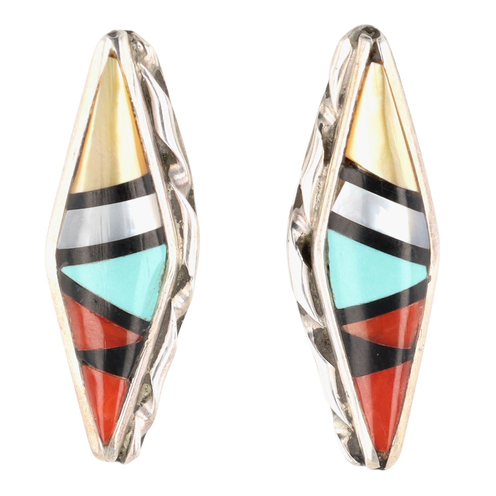 Randy Lucio Zuni Sterling Multi-Stone Inlay Earrings