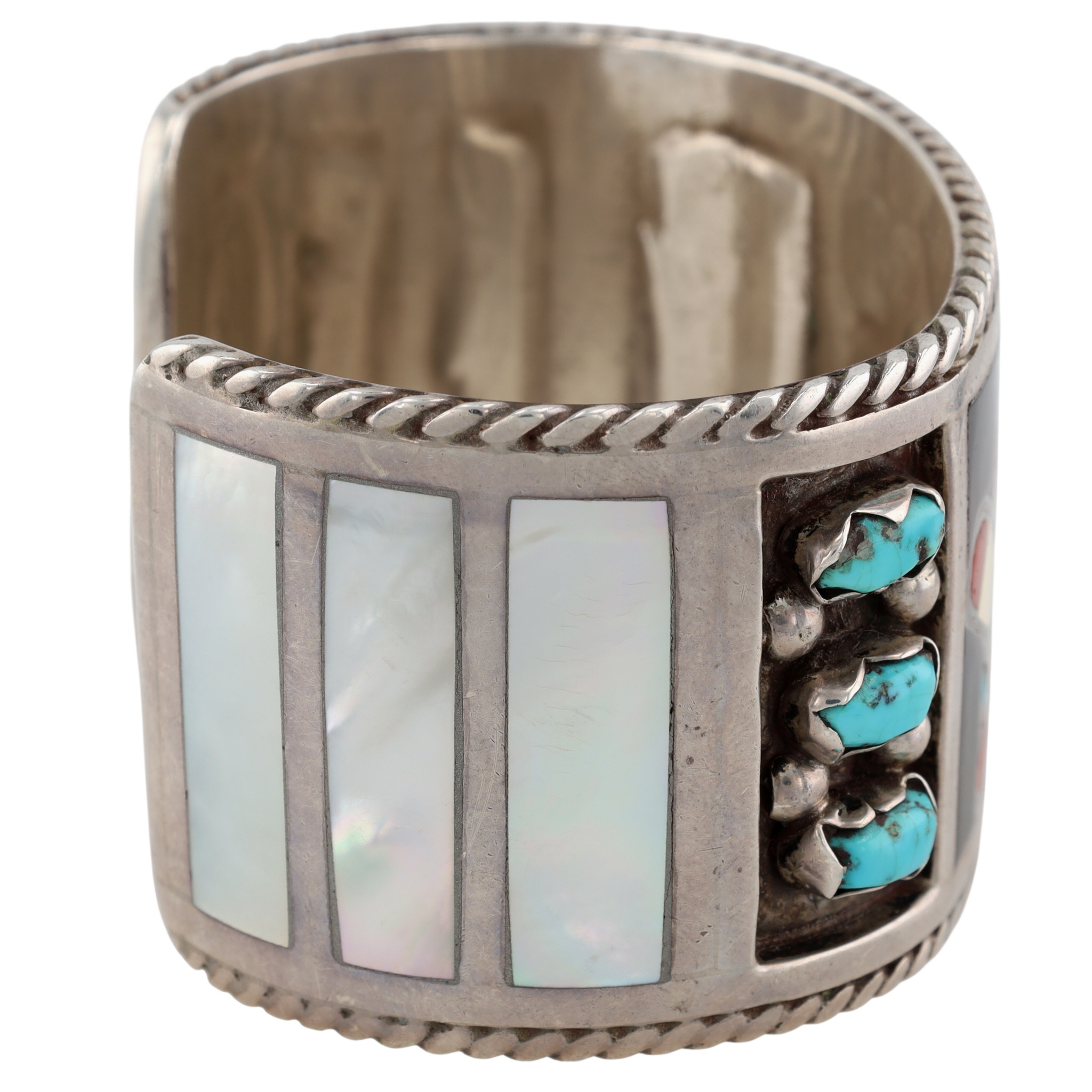 Vintage Filbert & Clara Gasper Zuni Sterling Multi-Stone Inlay Sunface Cuff Bracelet