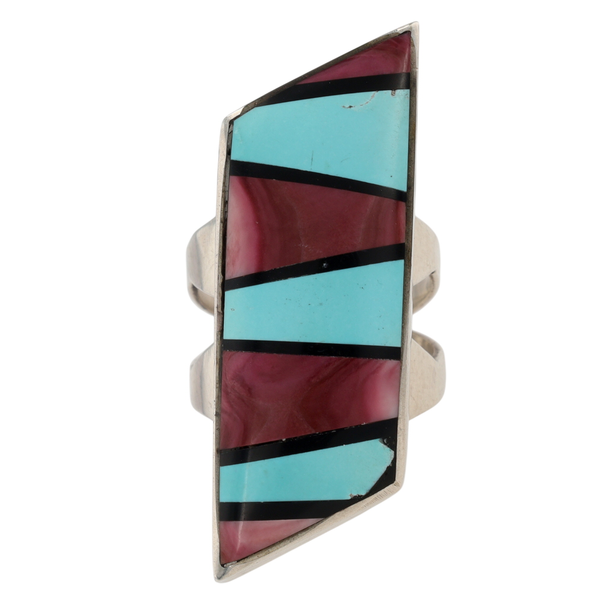 Frank Yazzie Navajo Sterling Multi-Stone Inlay Ring Sz 5.75