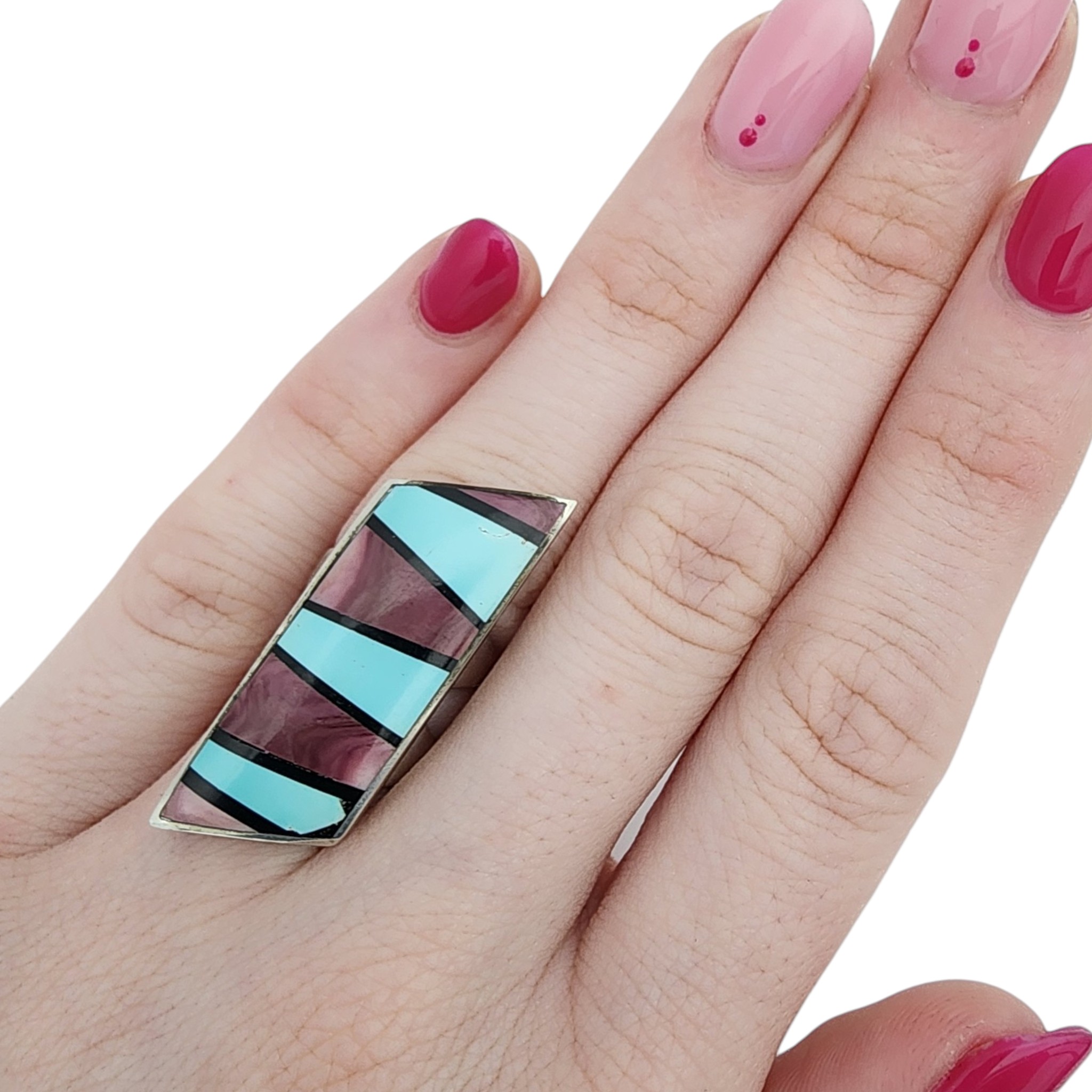 Frank Yazzie Navajo Sterling Multi-Stone Inlay Ring Sz 5.75
