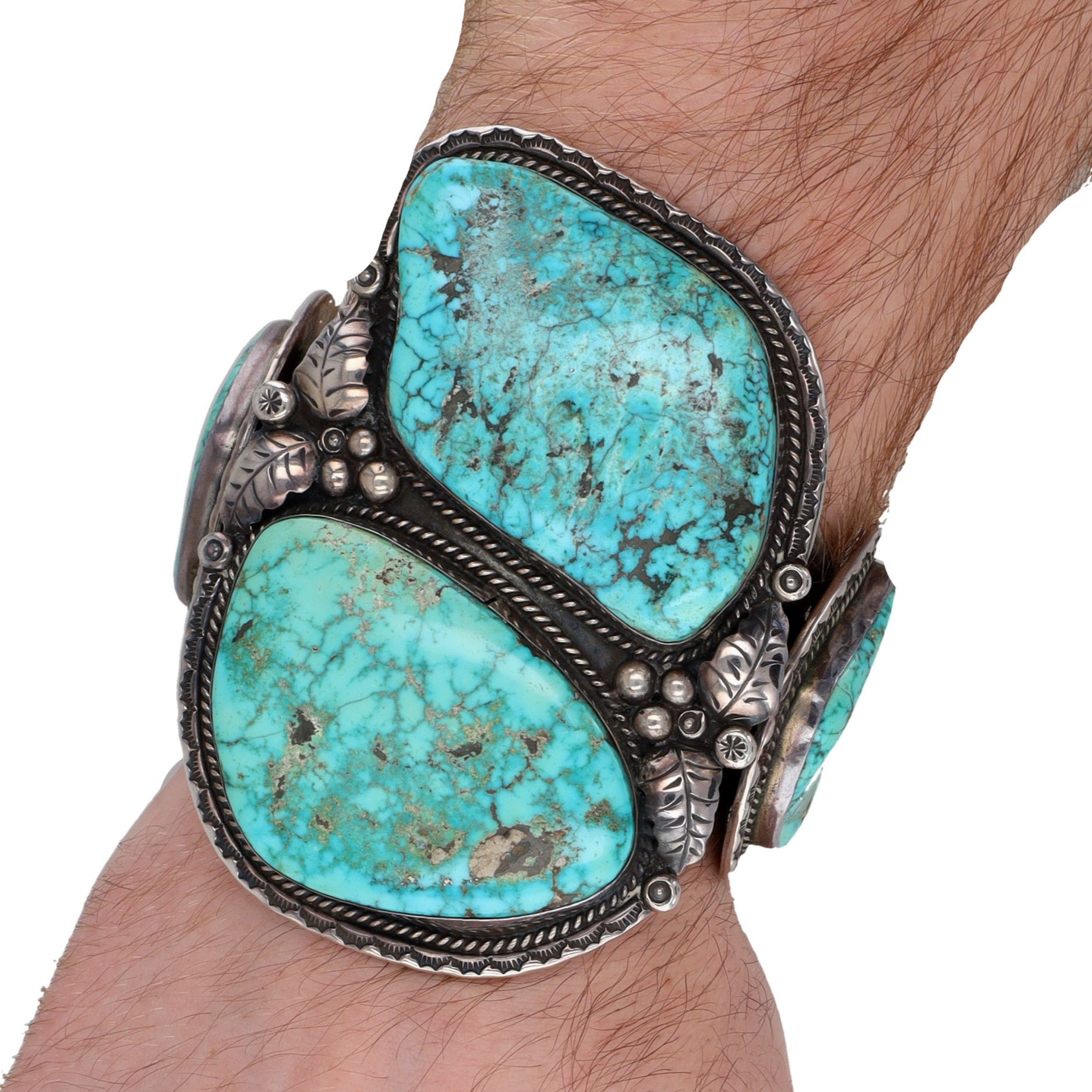 HUGE Teddy Goodluck Navajo Sterling Kingman Turquoise Cuff Bracelet