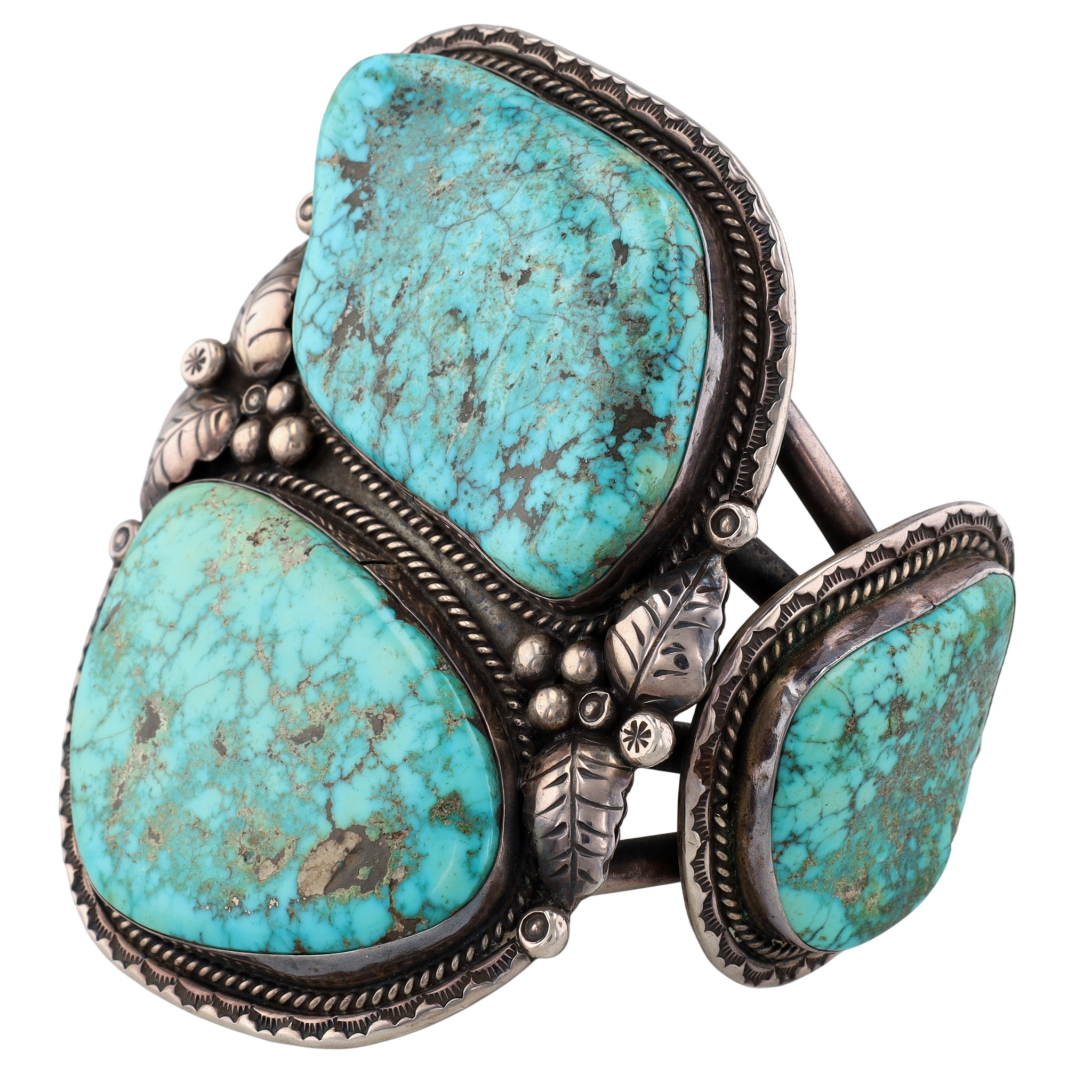 HUGE Teddy Goodluck Navajo Sterling Kingman Turquoise Cuff Bracelet