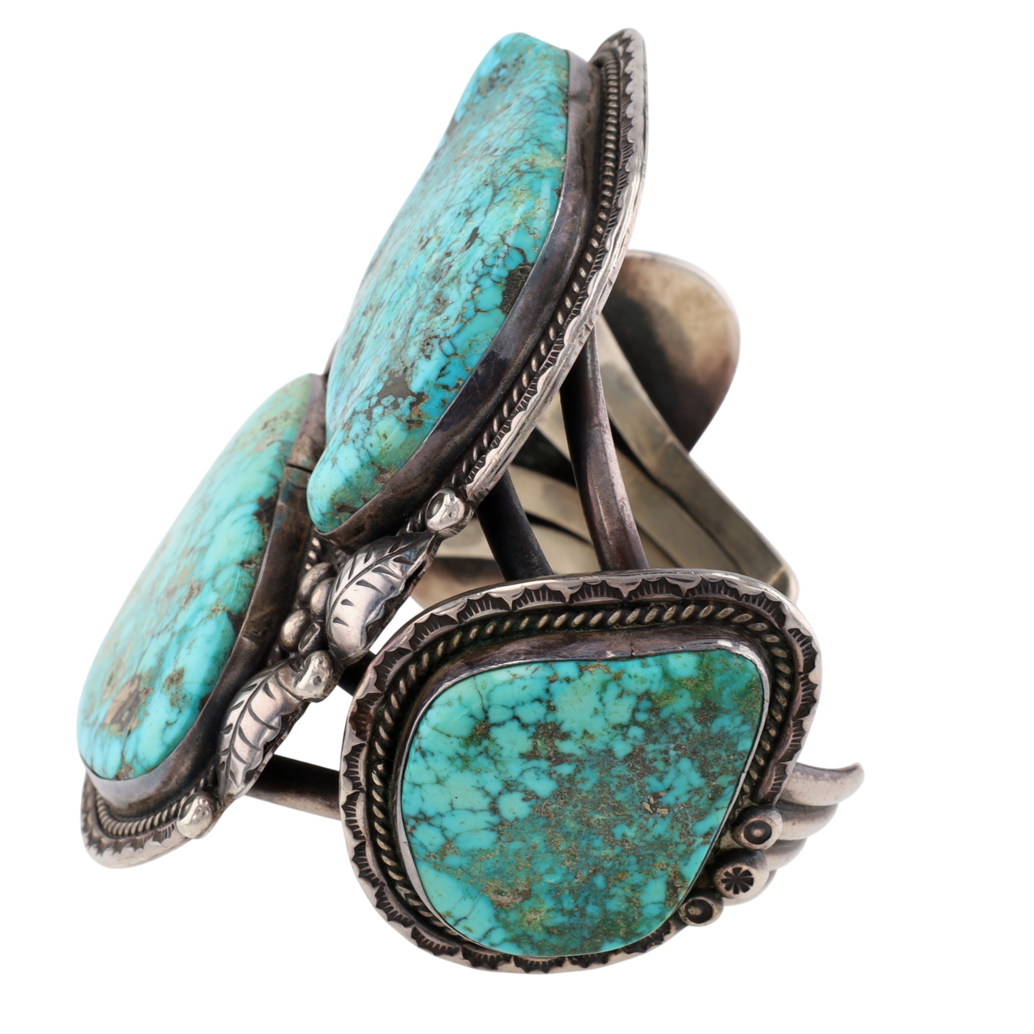 HUGE Teddy Goodluck Navajo Sterling Kingman Turquoise Cuff Bracelet