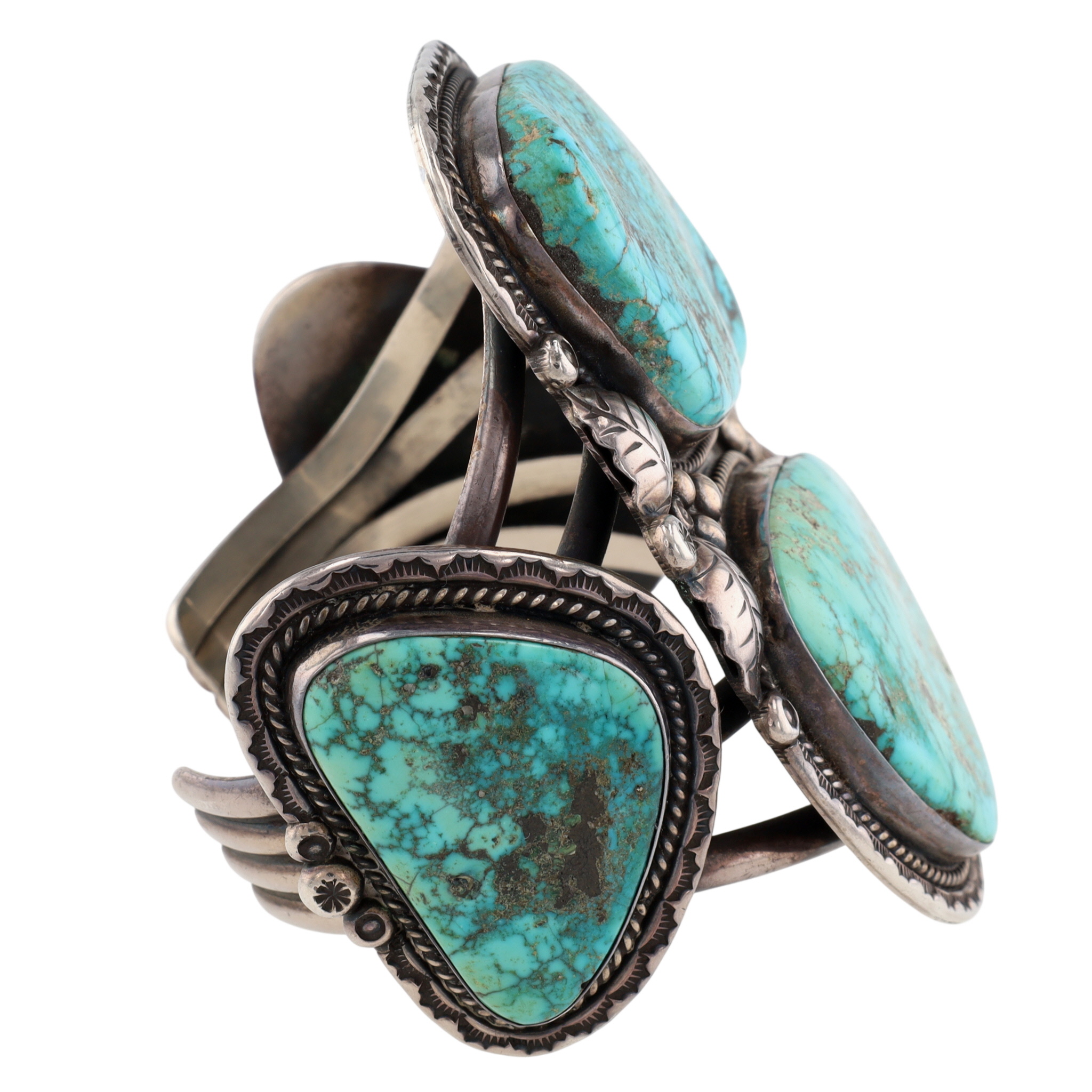 HUGE Teddy Goodluck Navajo Sterling Kingman Turquoise Cuff Bracelet