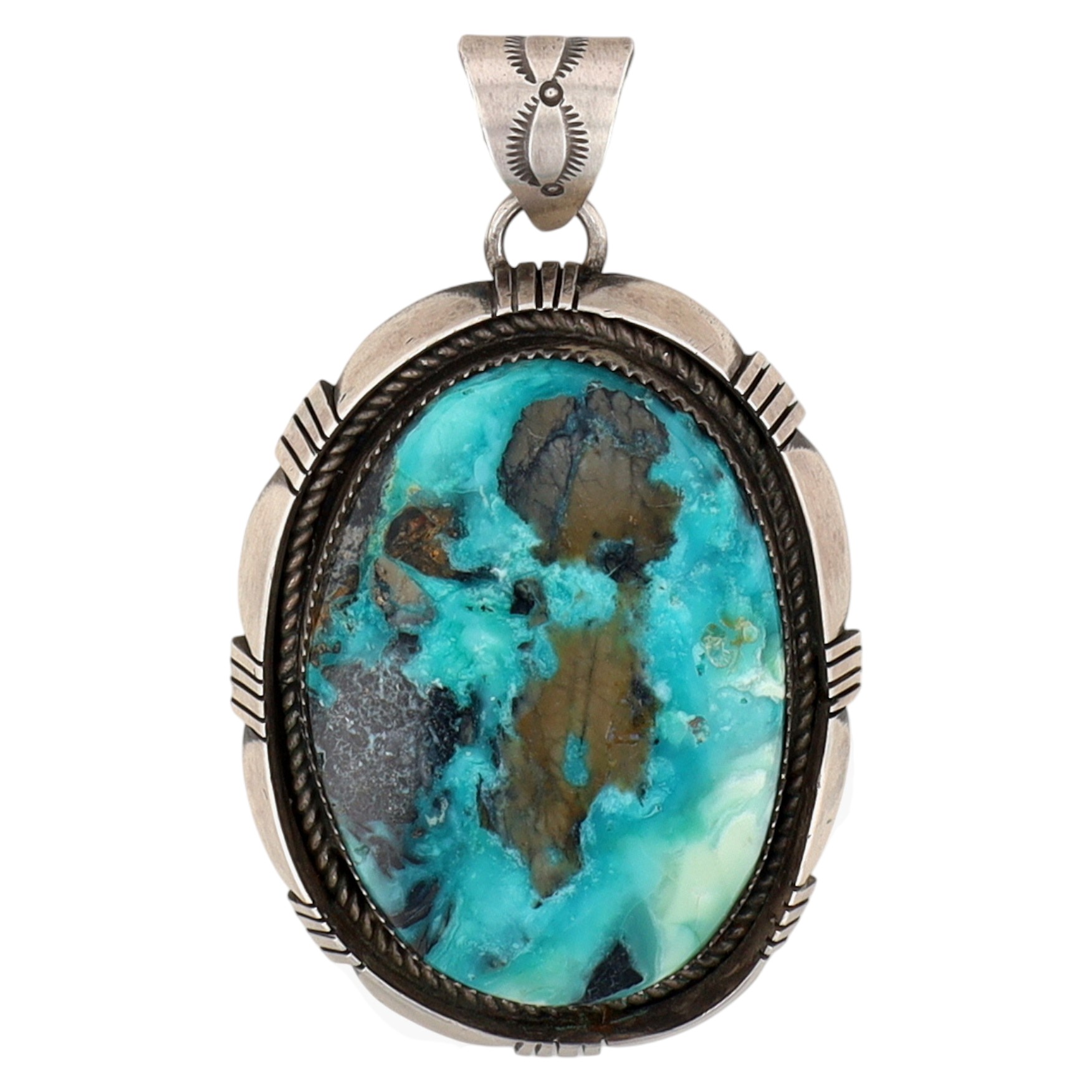 Victor Thompson Navajo Sterling Kingman Turquoise Pendant
