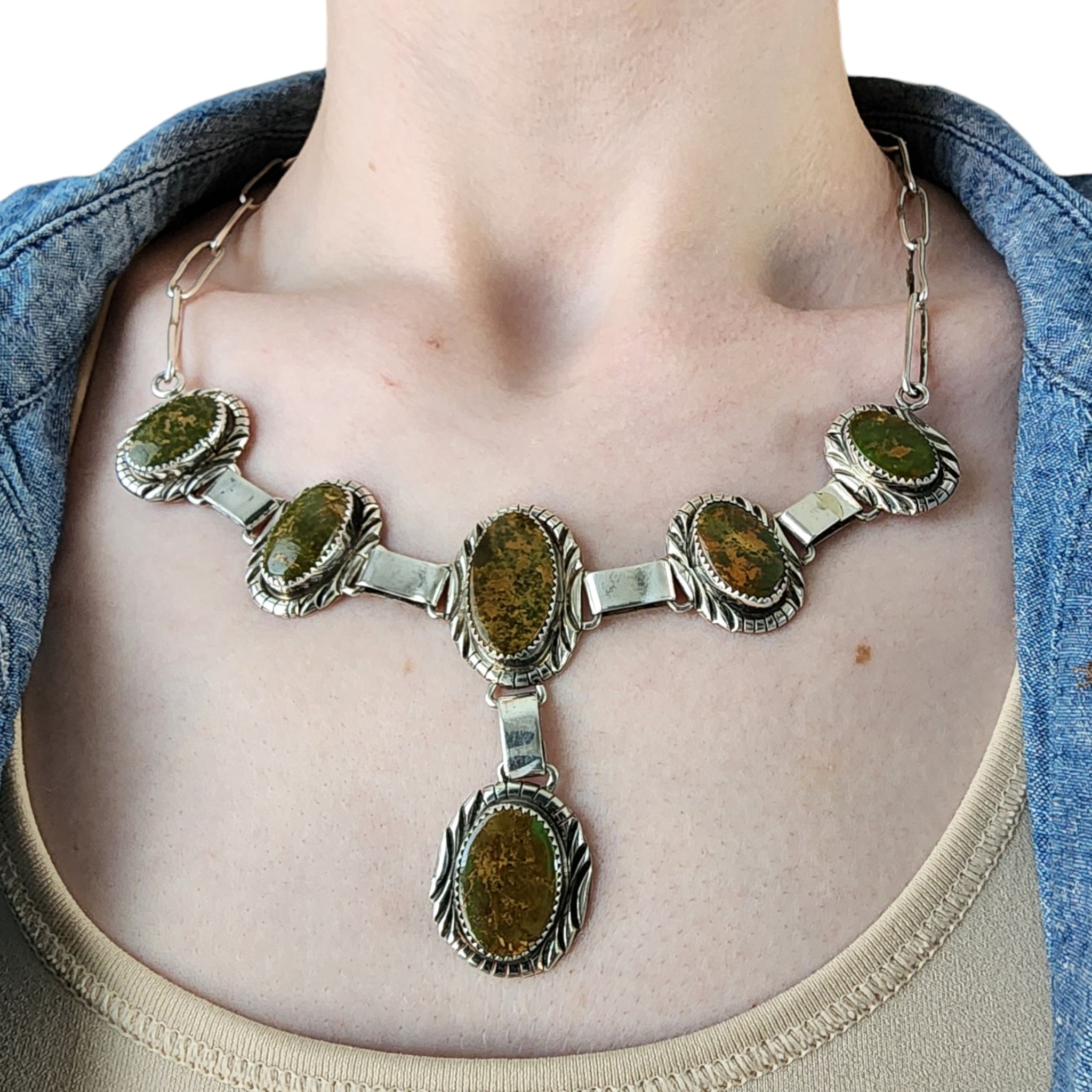 Navajo Sterling Royston Turquoise Station Necklace