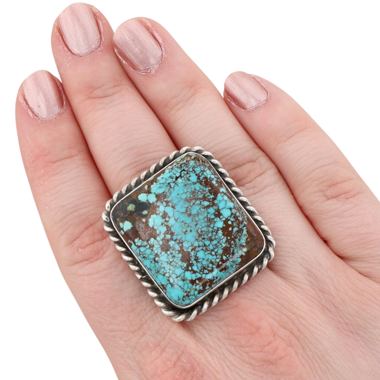Augustine Largo Navajo Sterling #8 Turquoise Adjustable Ring