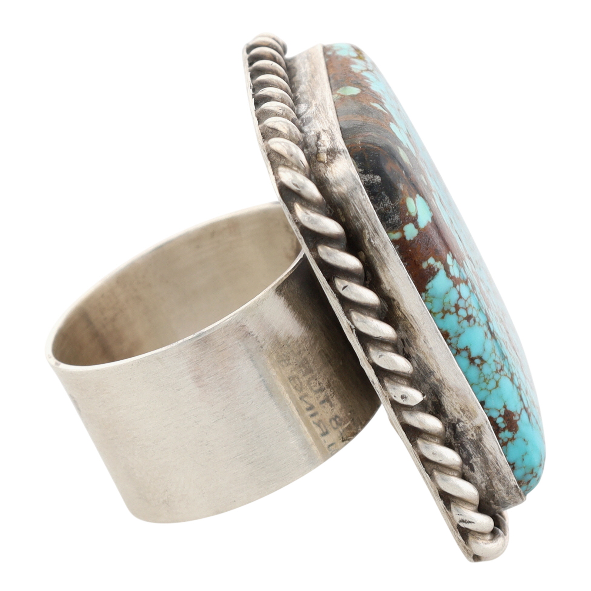 Augustine Largo Navajo Sterling #8 Turquoise Adjustable Ring