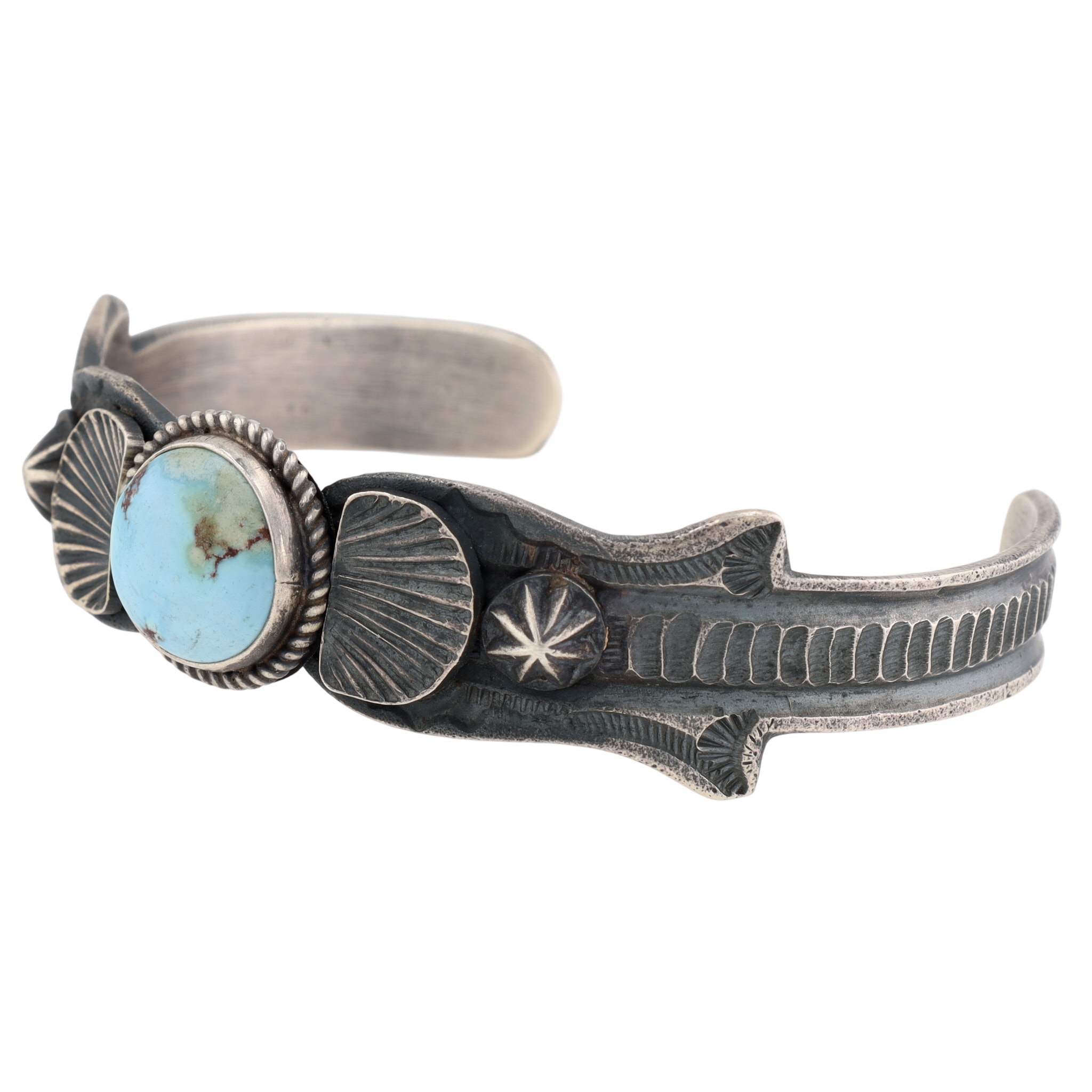 Kevin Billah Navajo Sterling Golden Hills Turquoise Cuff Bracelet