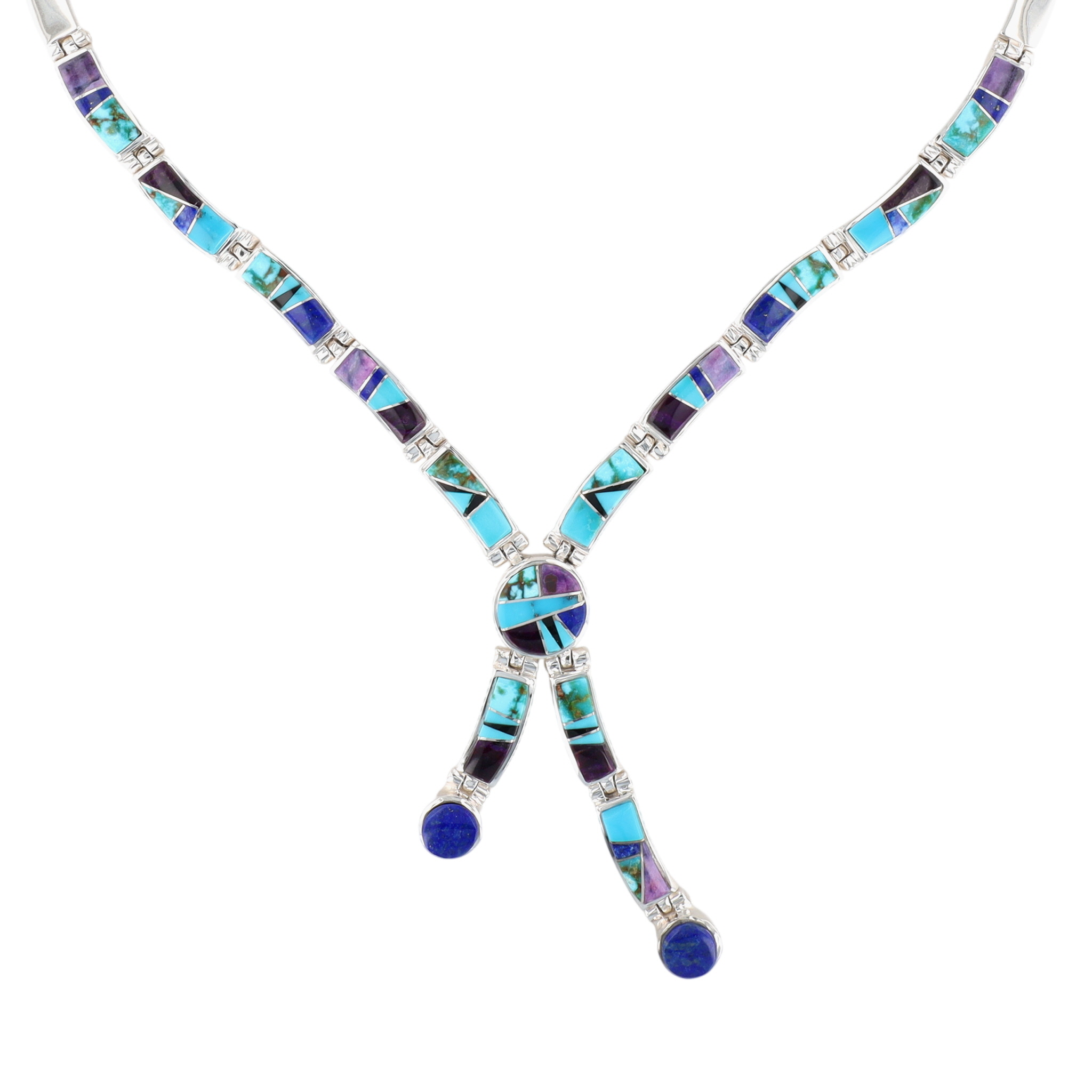 Evangeline David Navajo Sterling Multi-Stone Inlay Necklace
