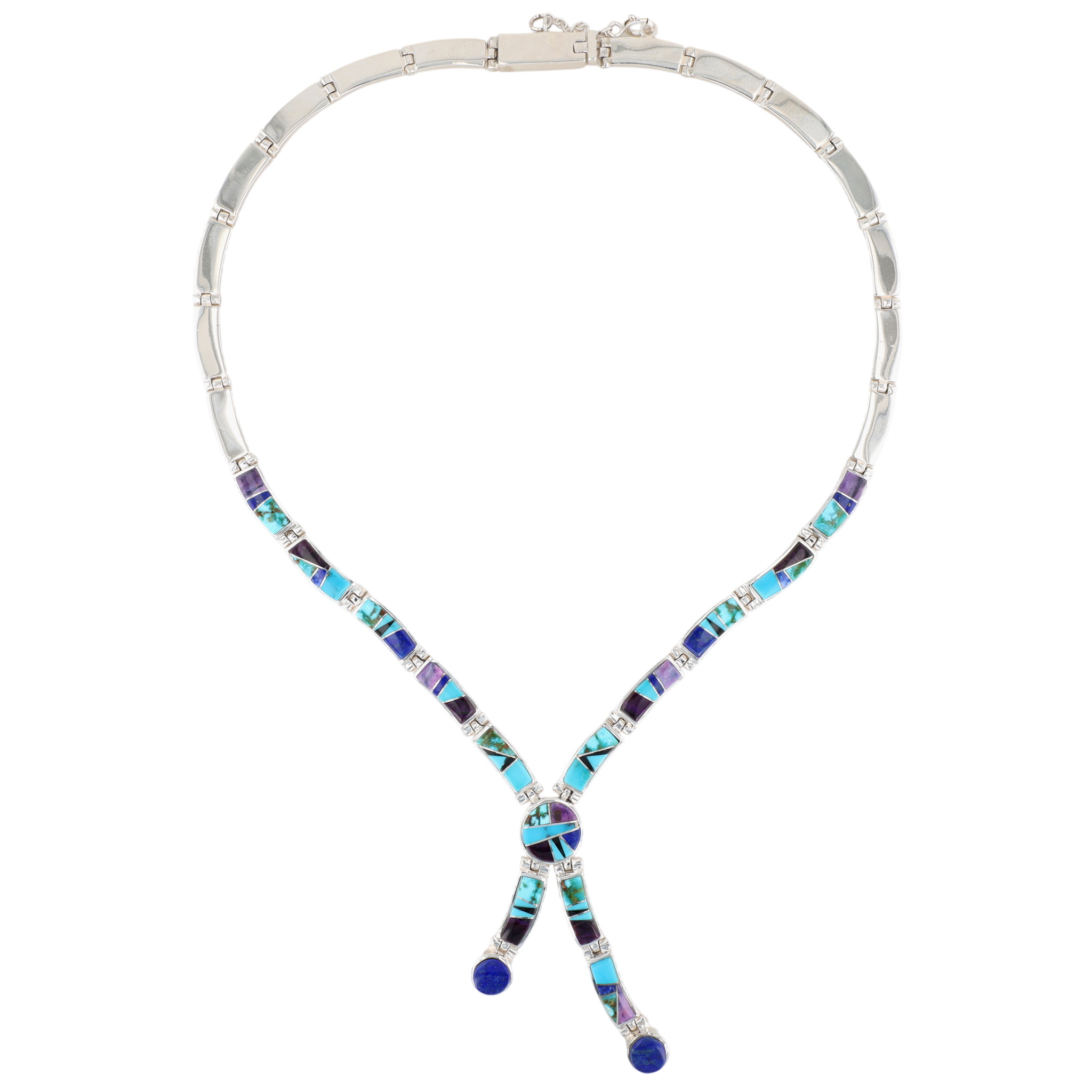 Evangeline David Navajo Sterling Multi-Stone Inlay Necklace