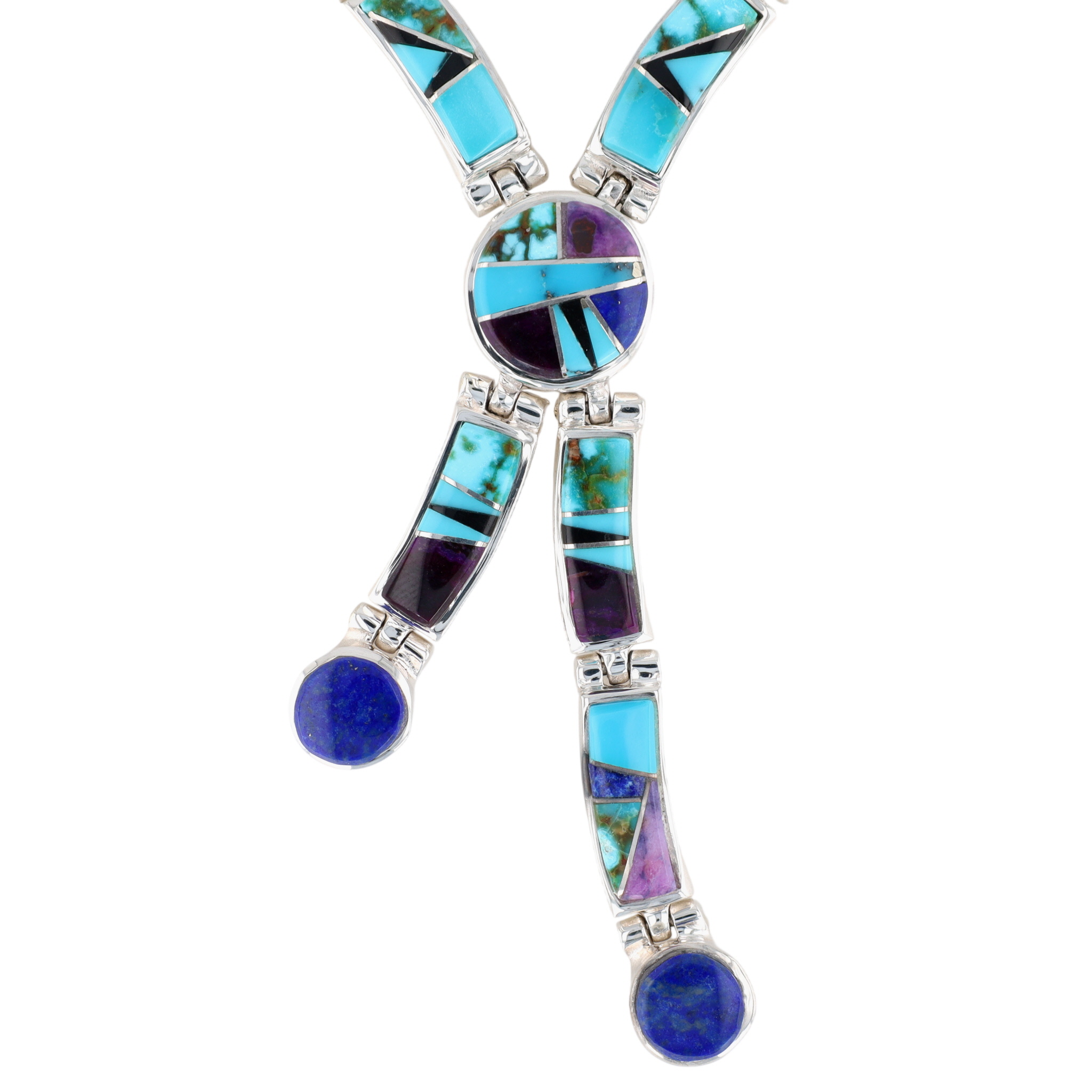 Evangeline David Navajo Sterling Multi-Stone Inlay Necklace
